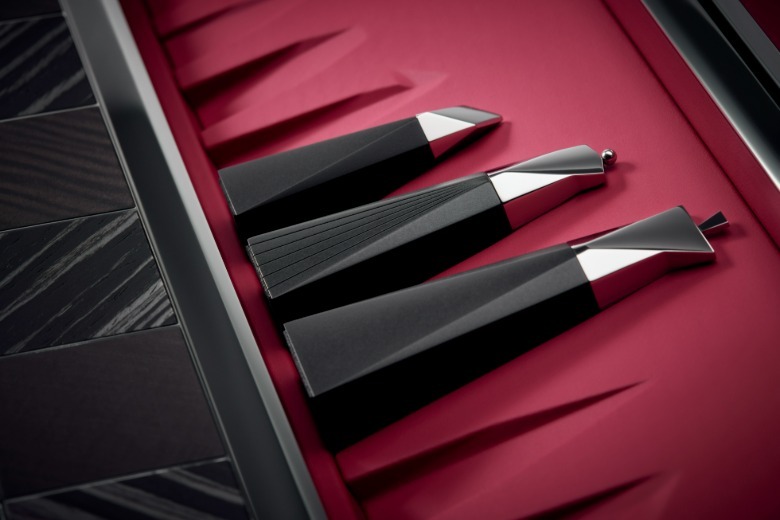 Close up of the Rolls-Royce chess set pieces