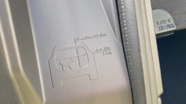 close up of the trunk dimensions shown on the new outback