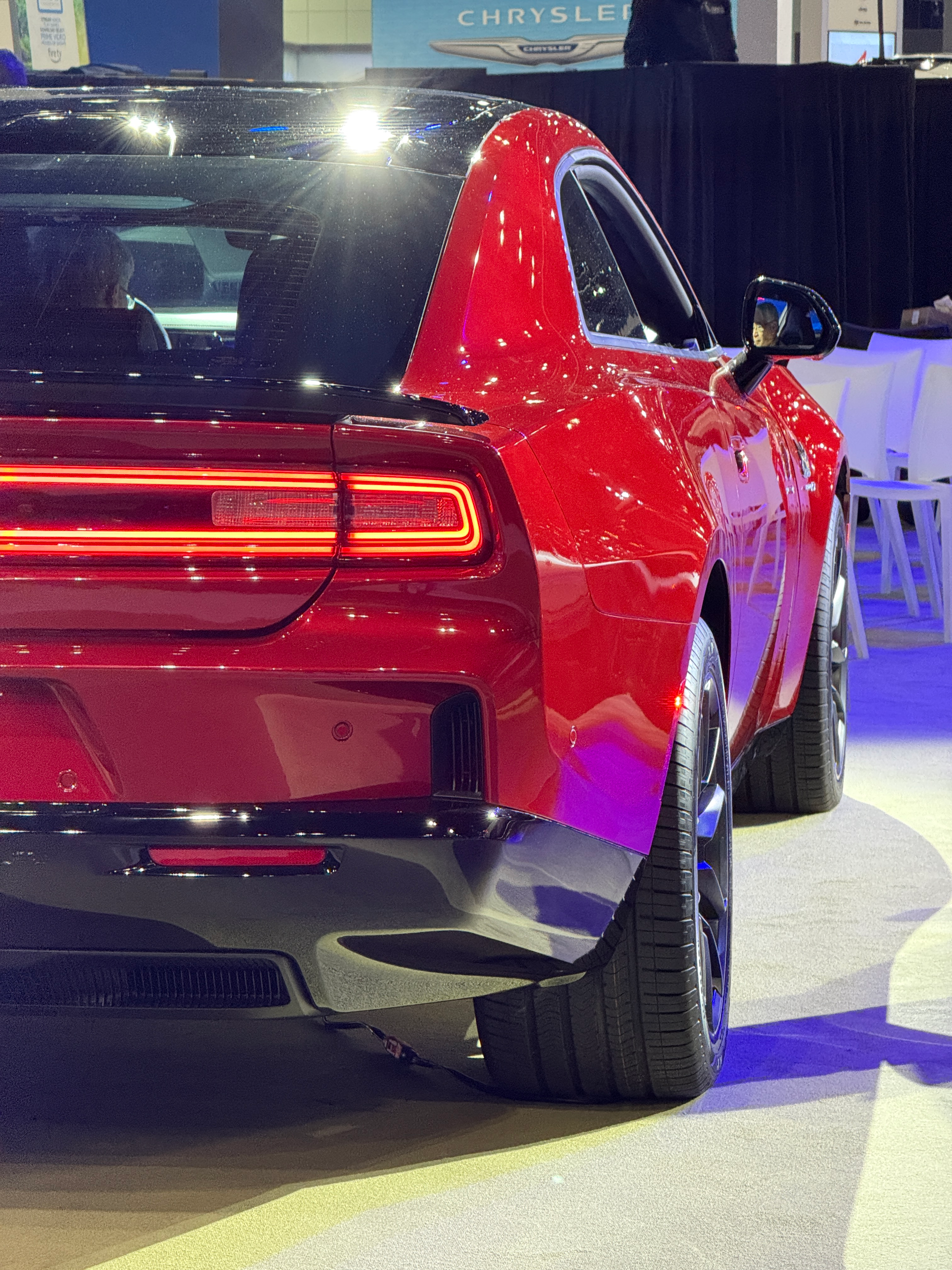 Photo of a red 2024 Dodge Charger Daytona EV's stance