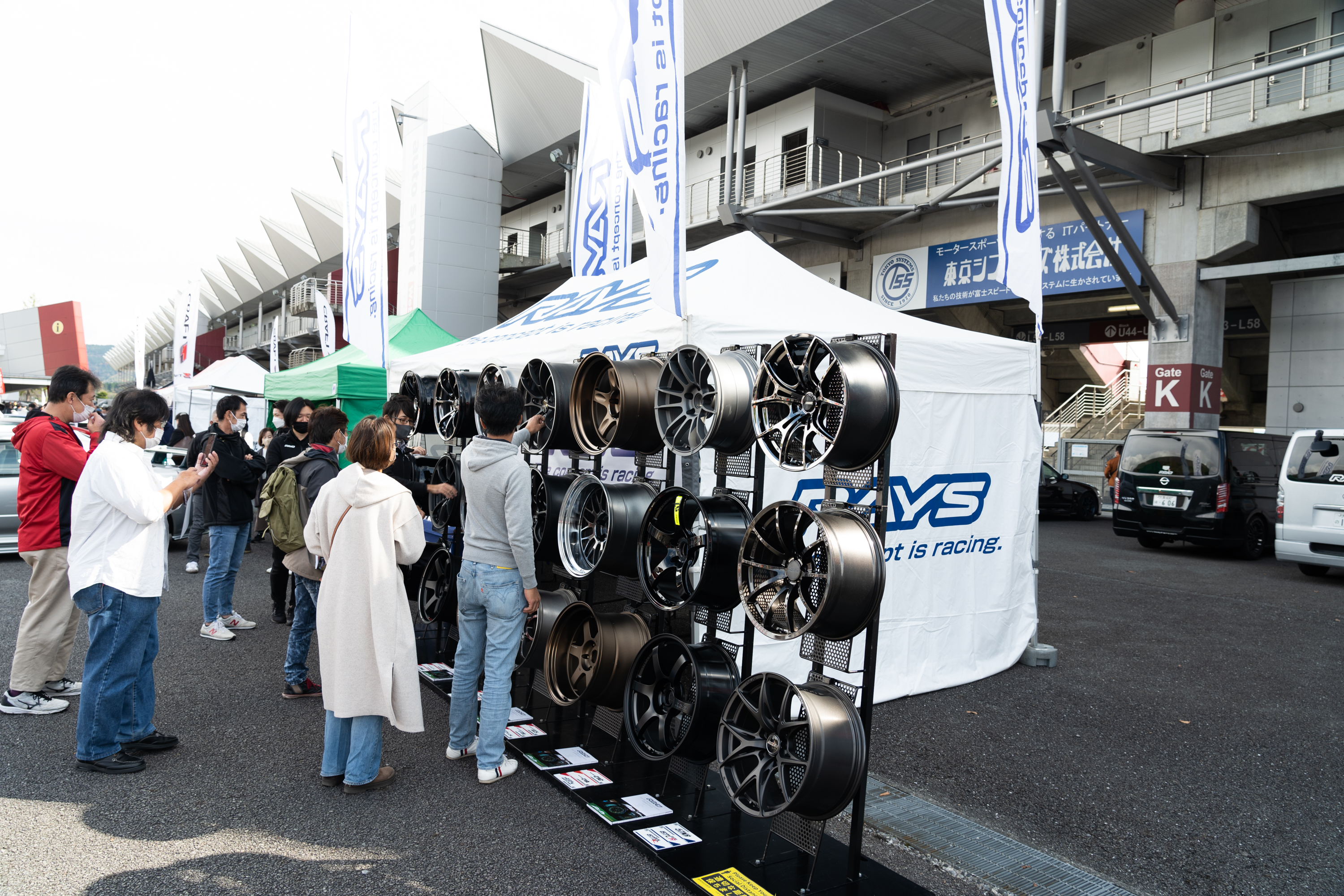 a display of custom wheels from Rays