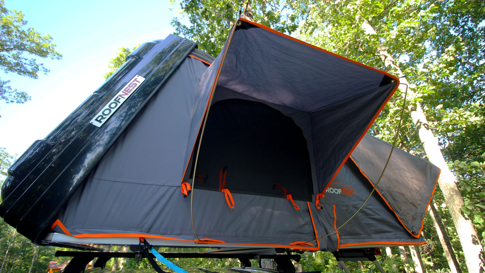 A photo of one of the windows on the Roofnest Condor tent. 