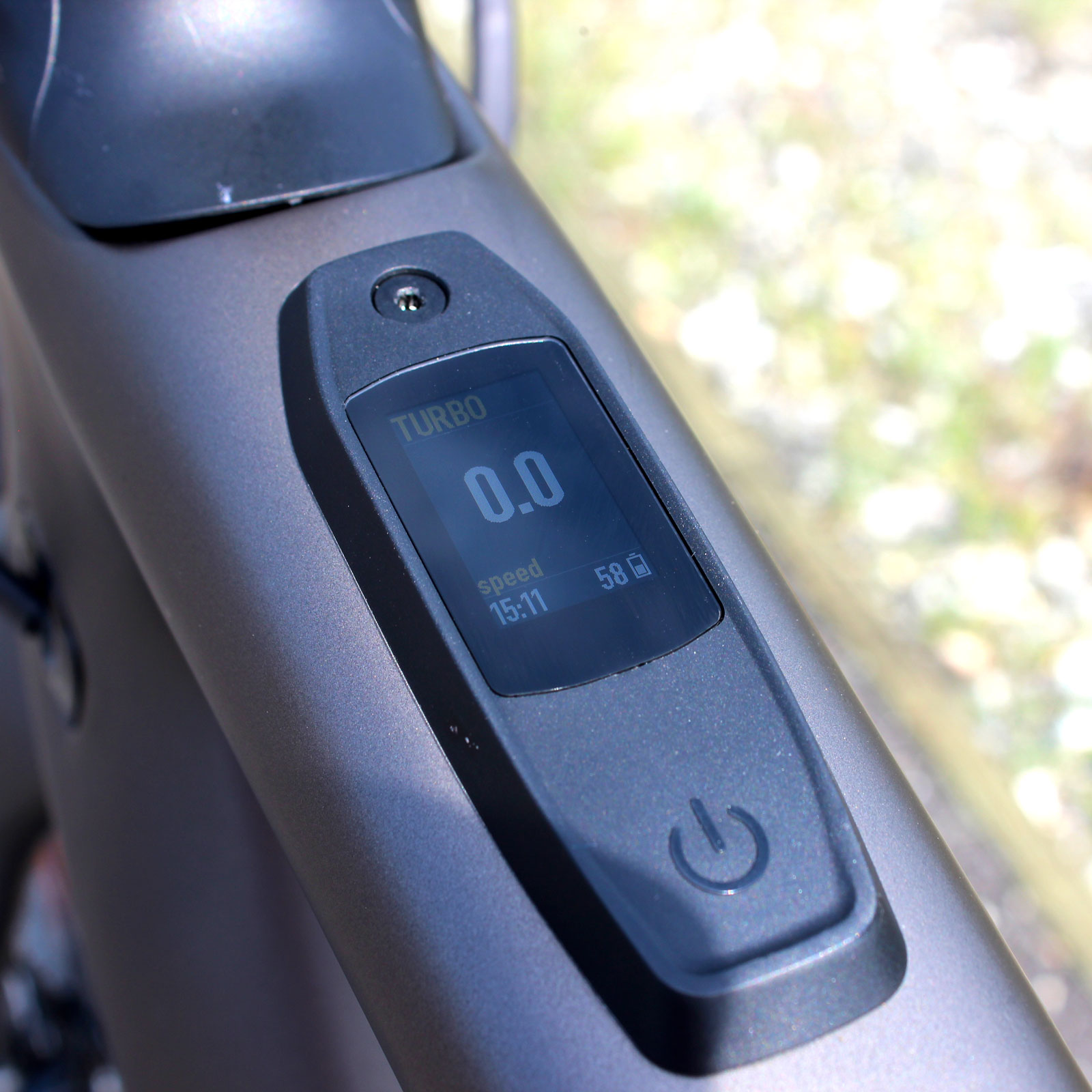 A photo of the LCD Screen on the Specialized electric bike. 