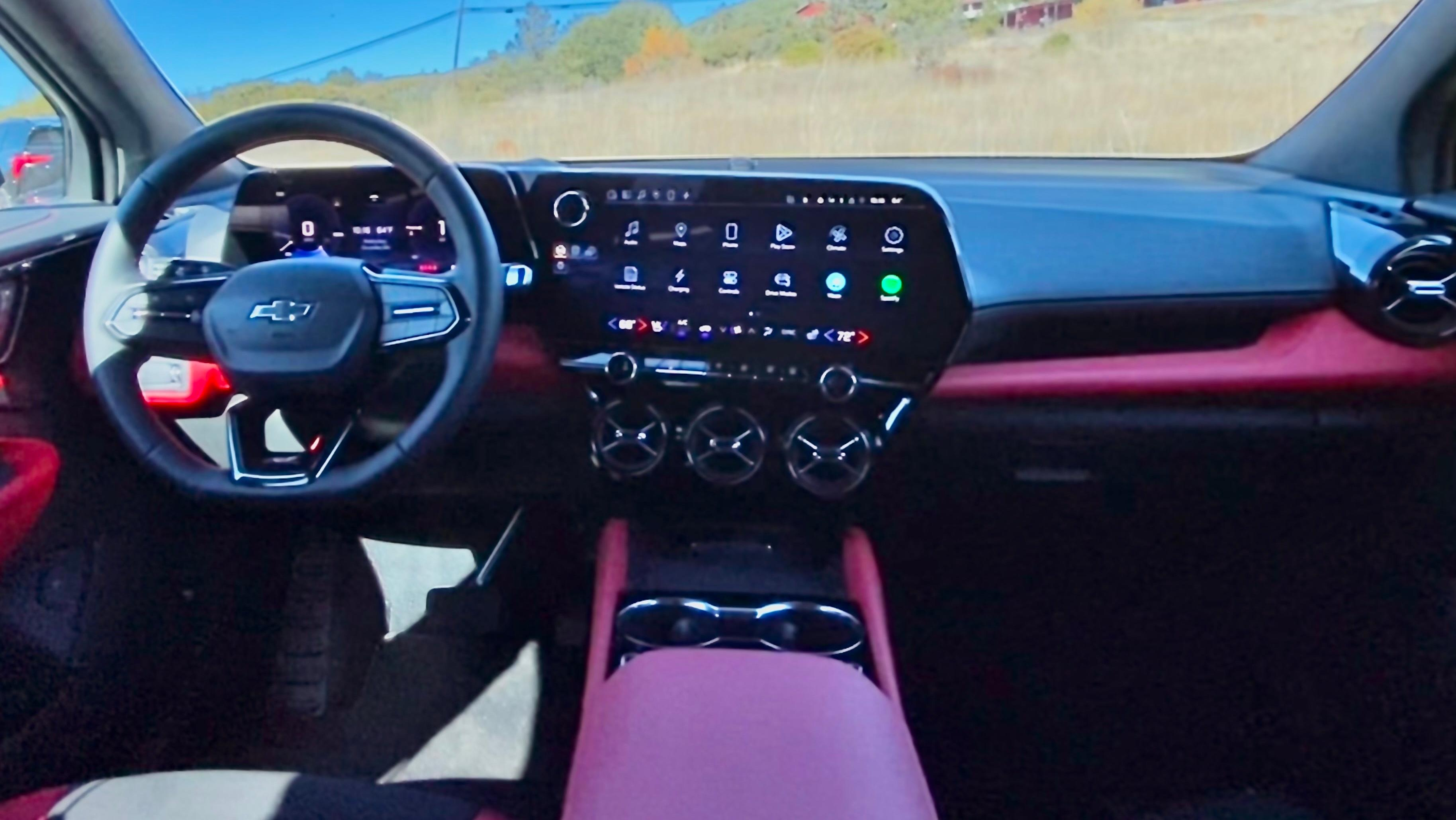 The interior of the Blazer EV RS AWD in red