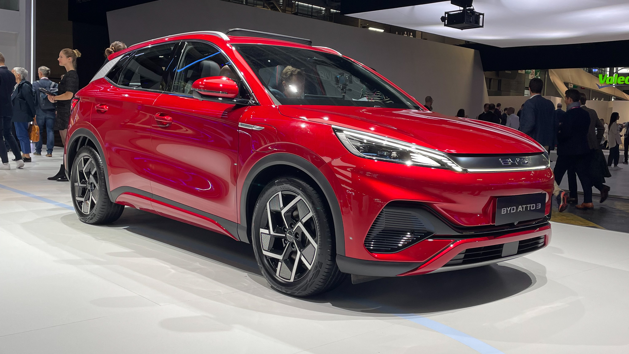 The BYD Atto 3 on display at the 2022 Paris Motor Show.