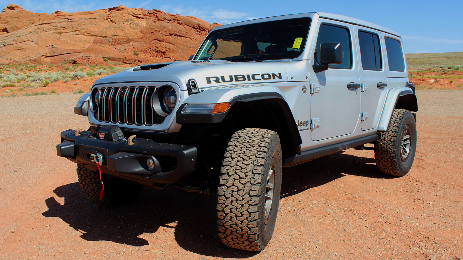 A photo of a silver Jeep Wrangler Rubicon 392. 