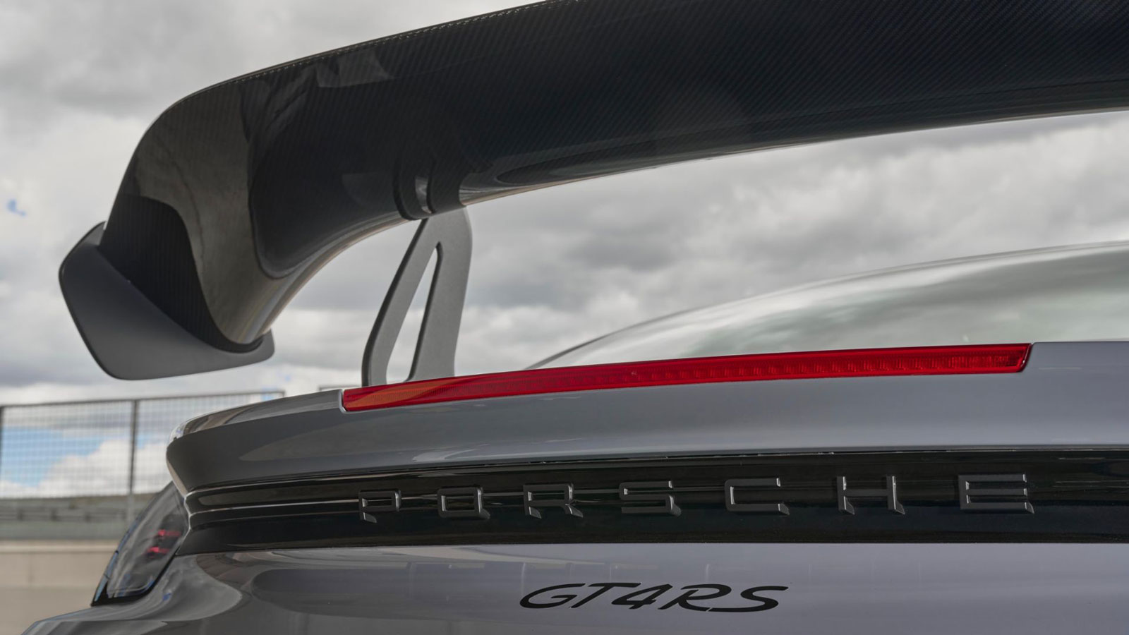 The rear wing on the Porsche Cayman GT4 RS