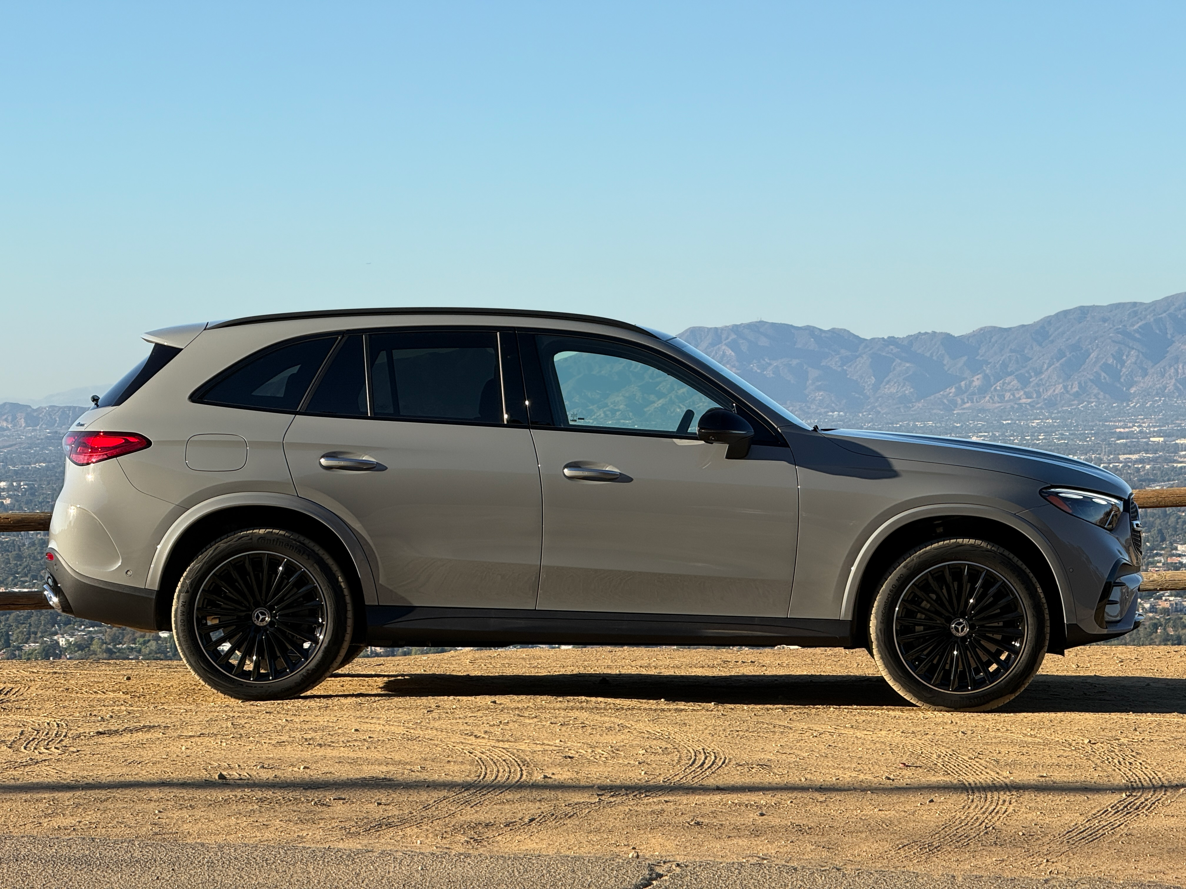 Side view of a grey 2025 Mercedes-Benz GLC350e