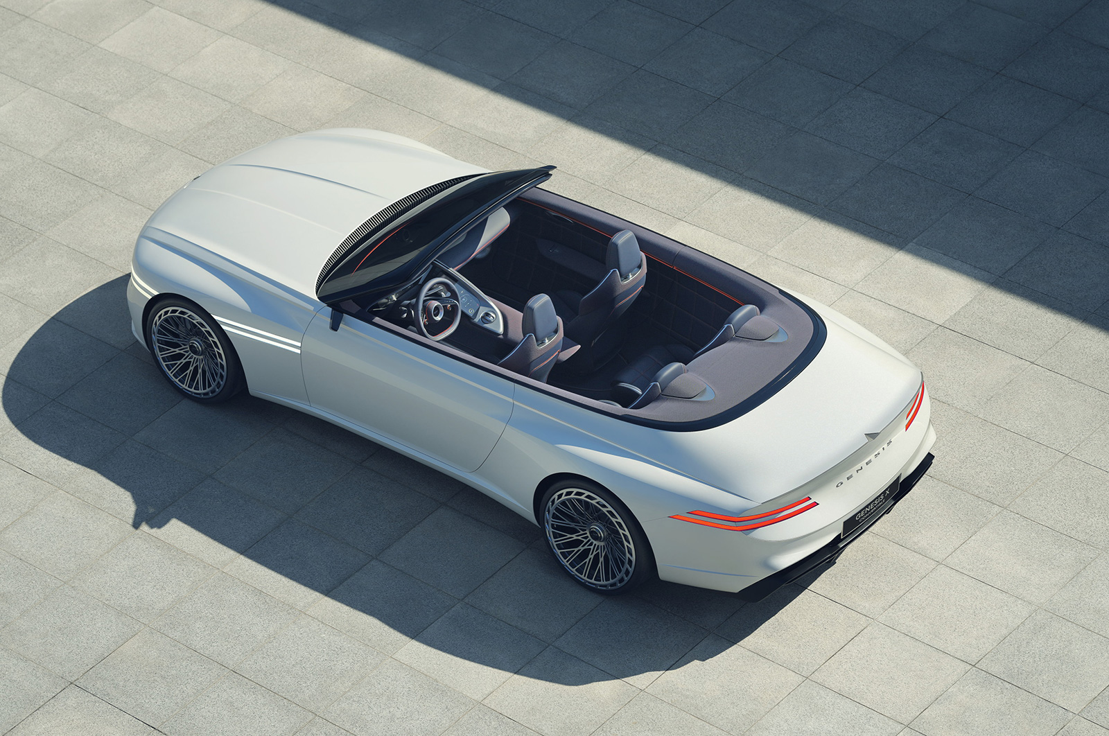 Genesis X Convertible concept seen from above, roof open