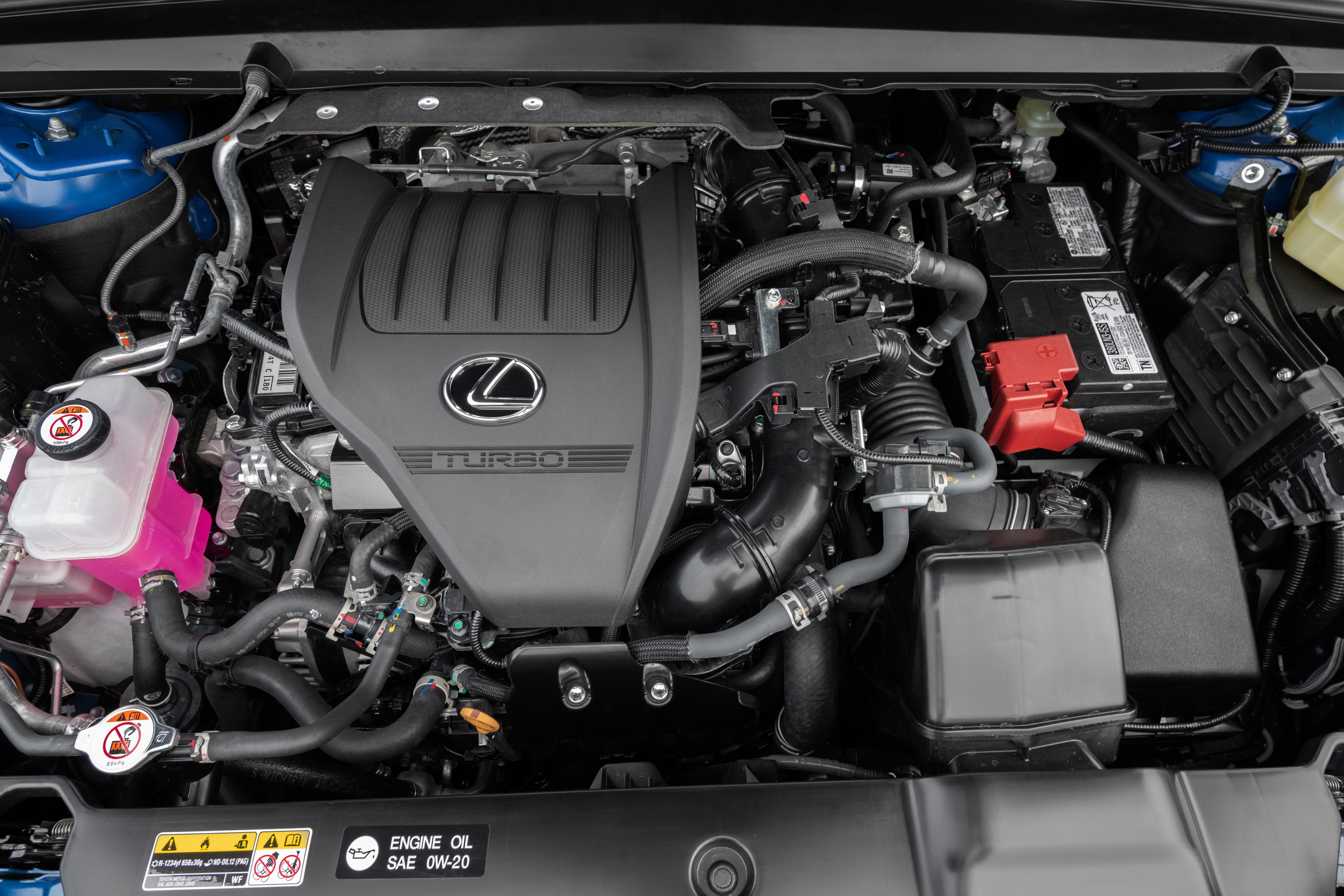 Turbocharged four-cylinder engine in a Lexus SUV.