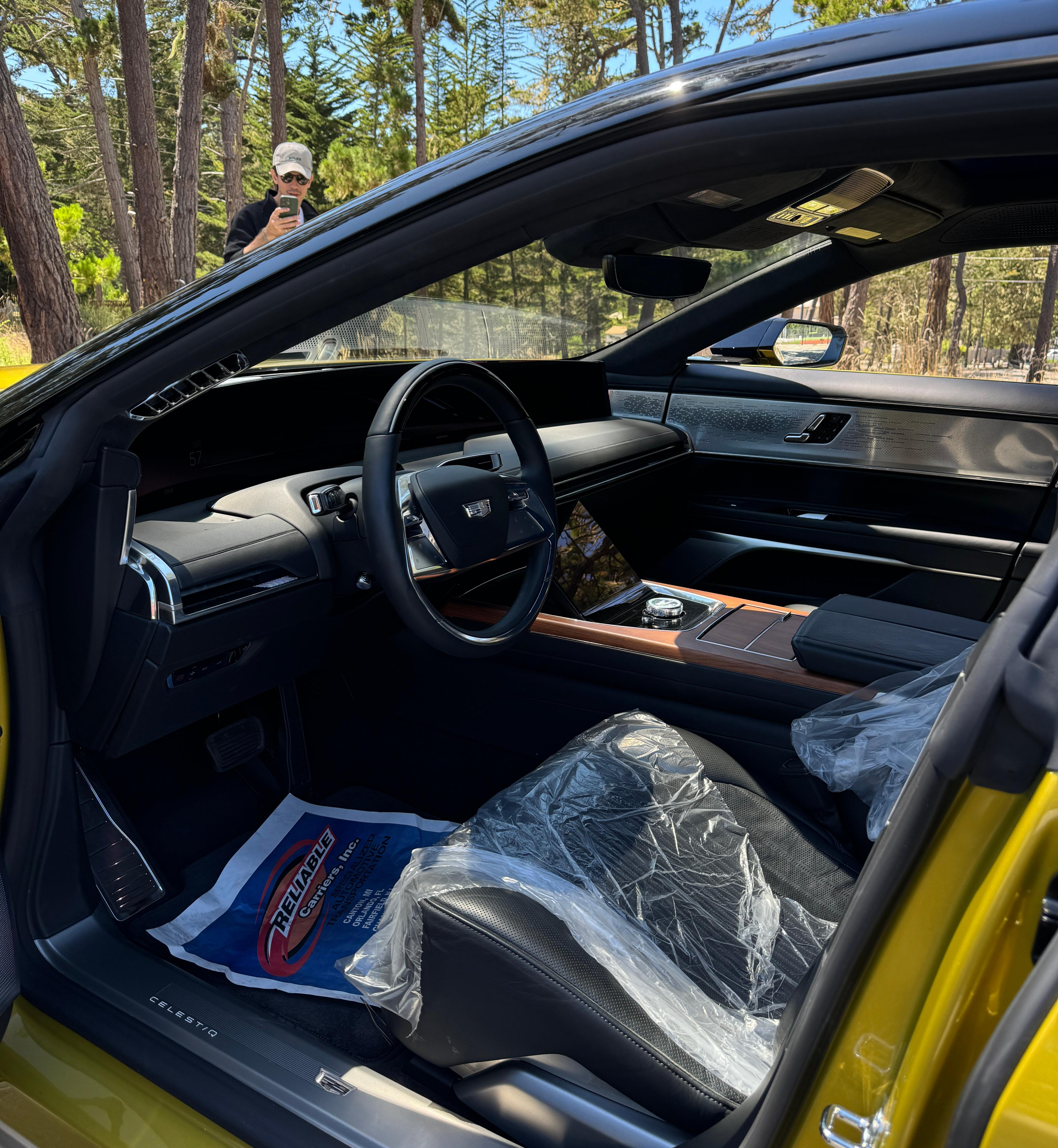 Interior of a yellow Cadillac Celestiq