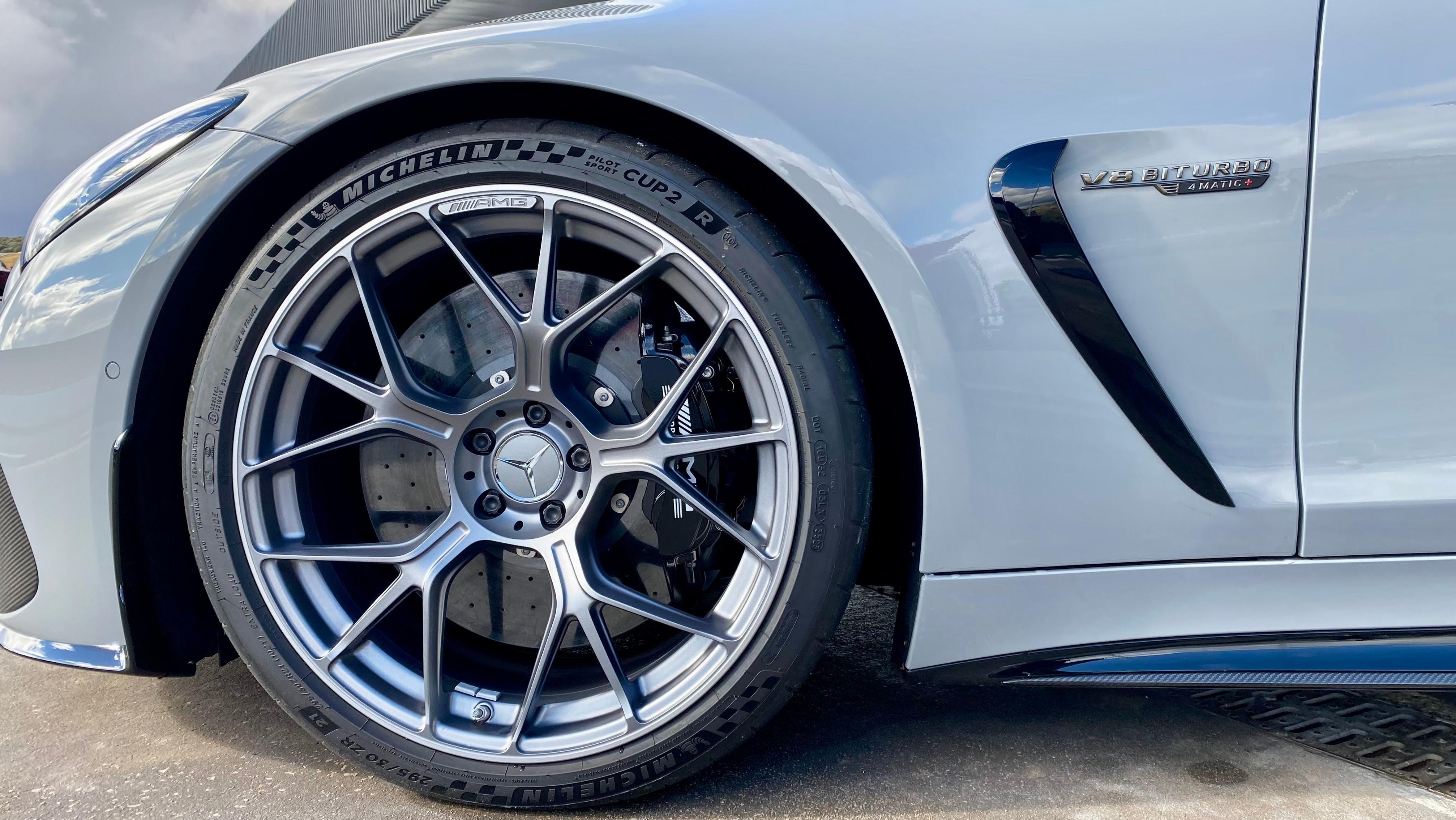 A photo of the GT63 Pro's giant carbon ceramic front brakes