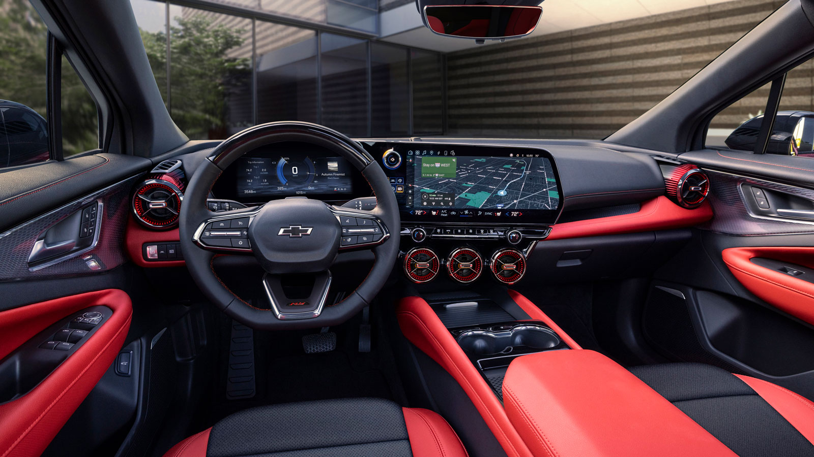 A photo of the dashboard of the new Chevrolet Blazer EV. 