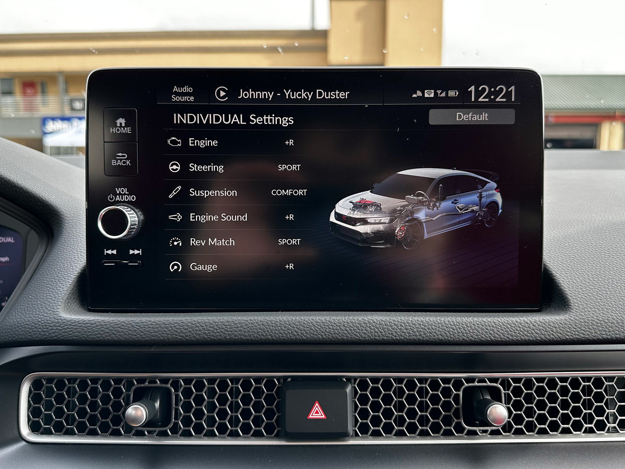 2023 Honda Civic Type R Individual Mode settings on infotainment system