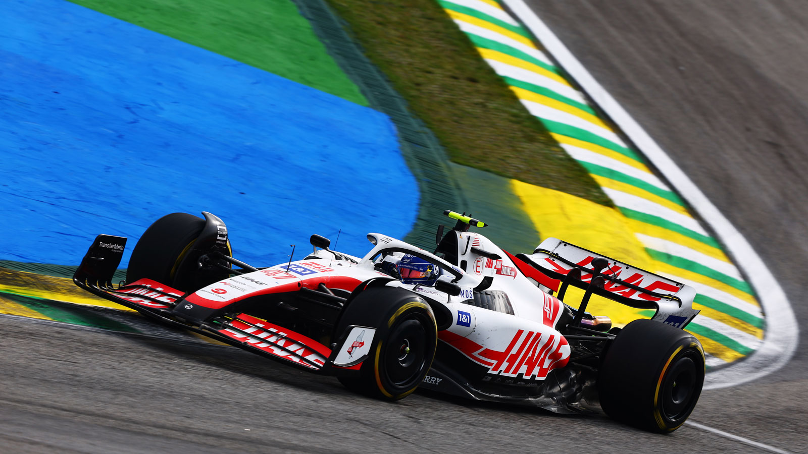 A photo of Mick Schumacher Racing in Brazil. 