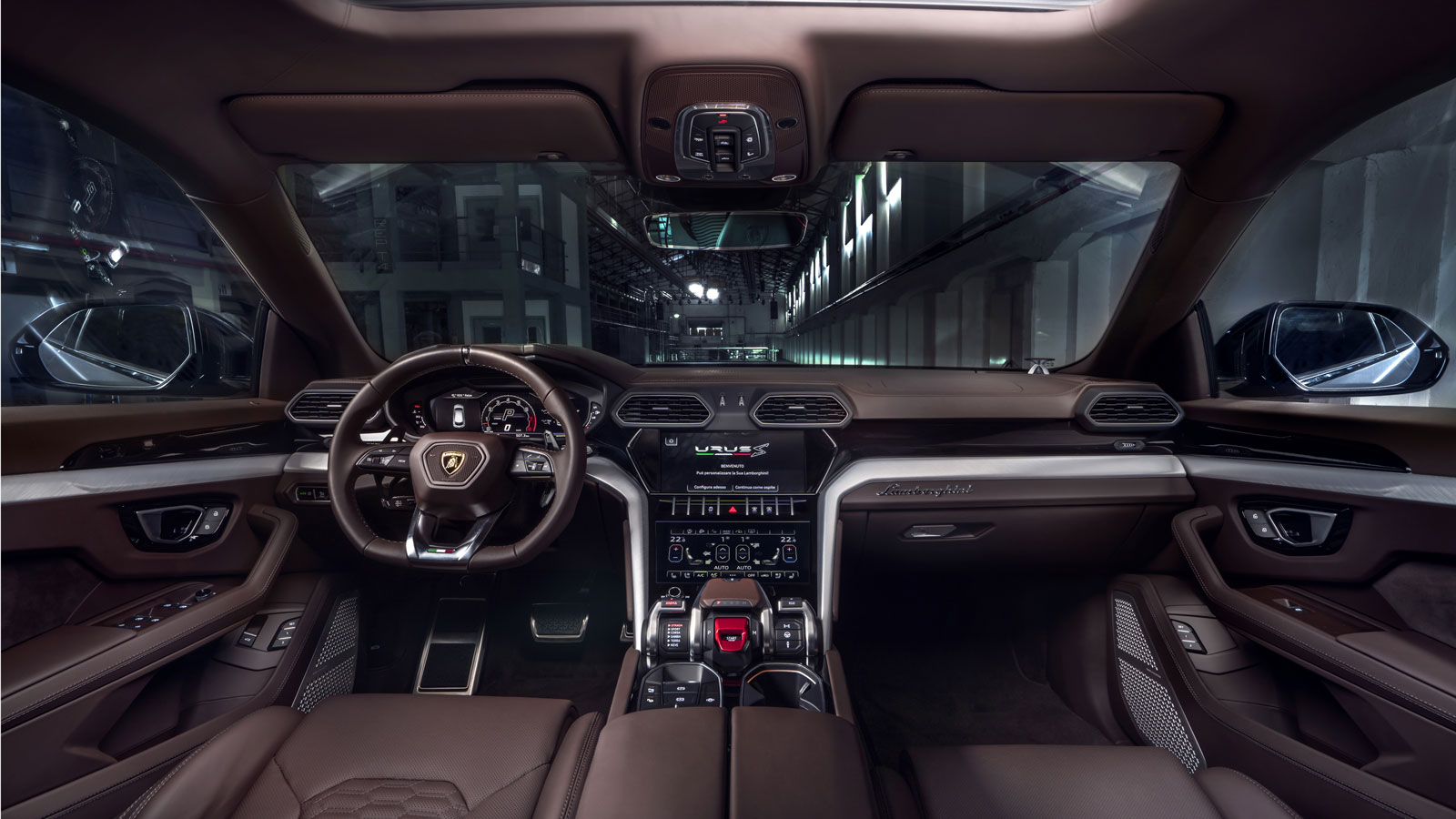 A photo of the interior on the Lamborghini Urus S SUV. 