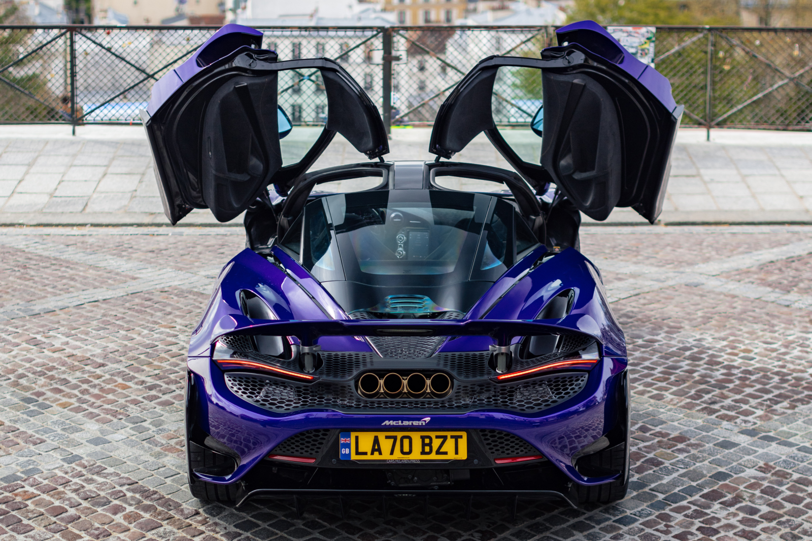 A photo of the rear quarter of the McLaren 765 LT