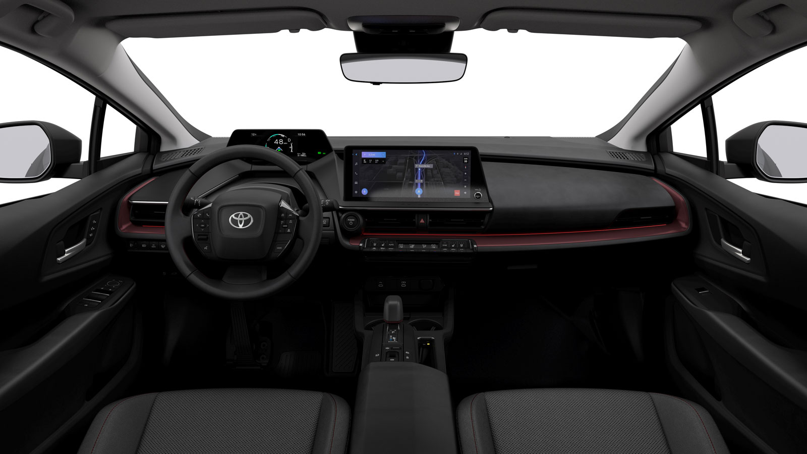 A photo of the dashboard in the 2023 Toyota Prius. 