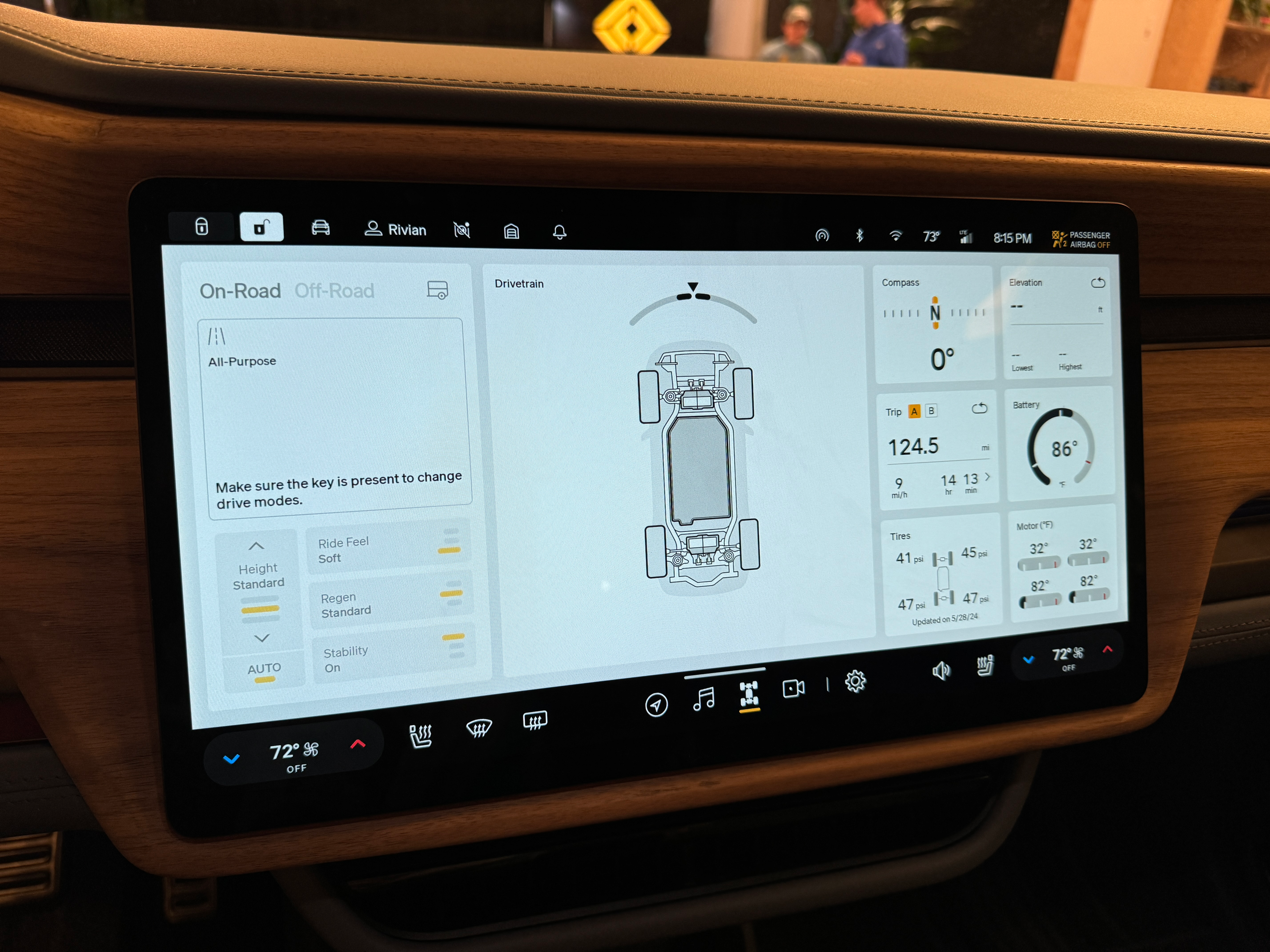 Infotainment display of a Rivian R1