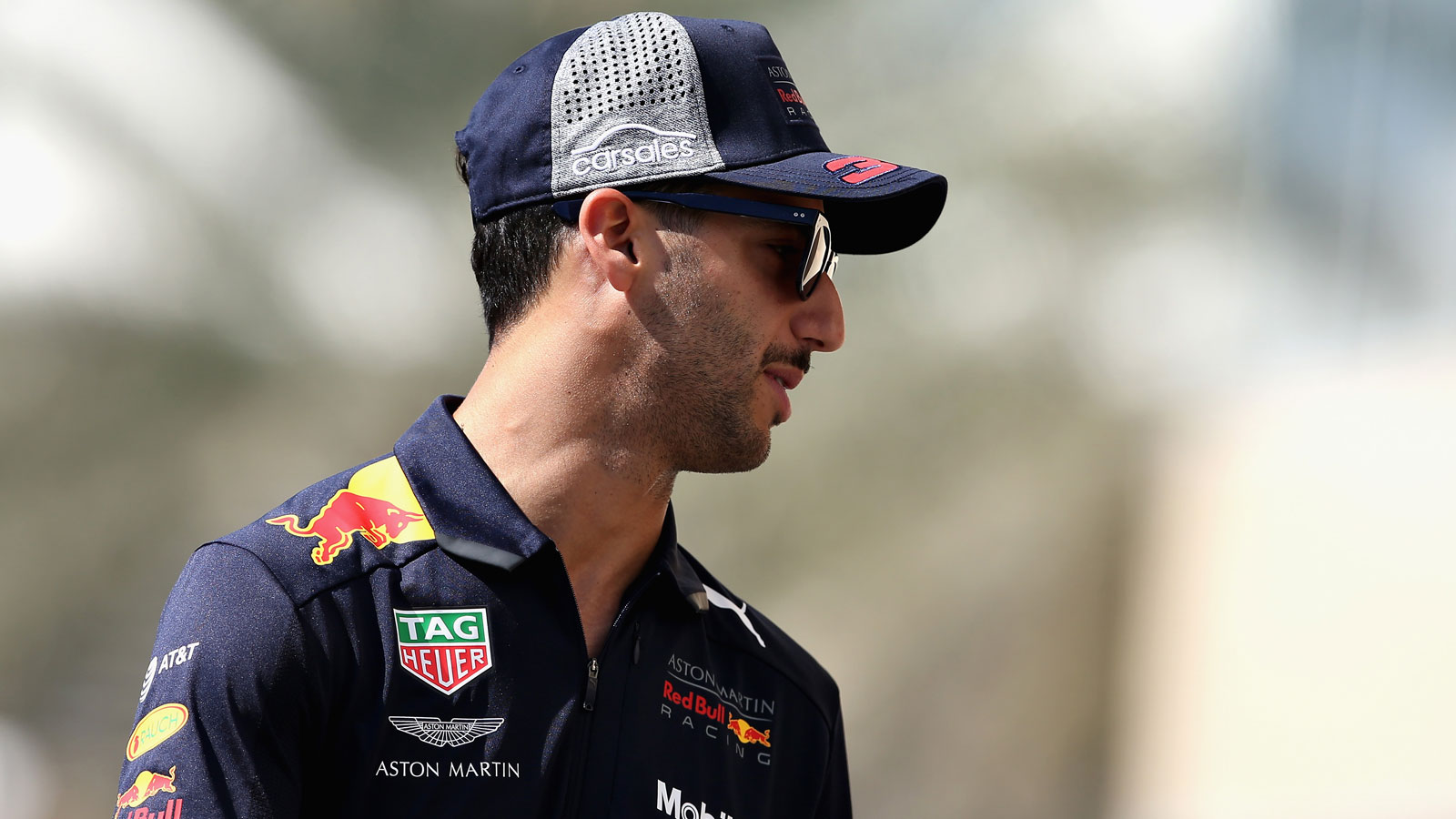 A photo of Daniel Ricciardo in Red Bull team wear in 2018. 