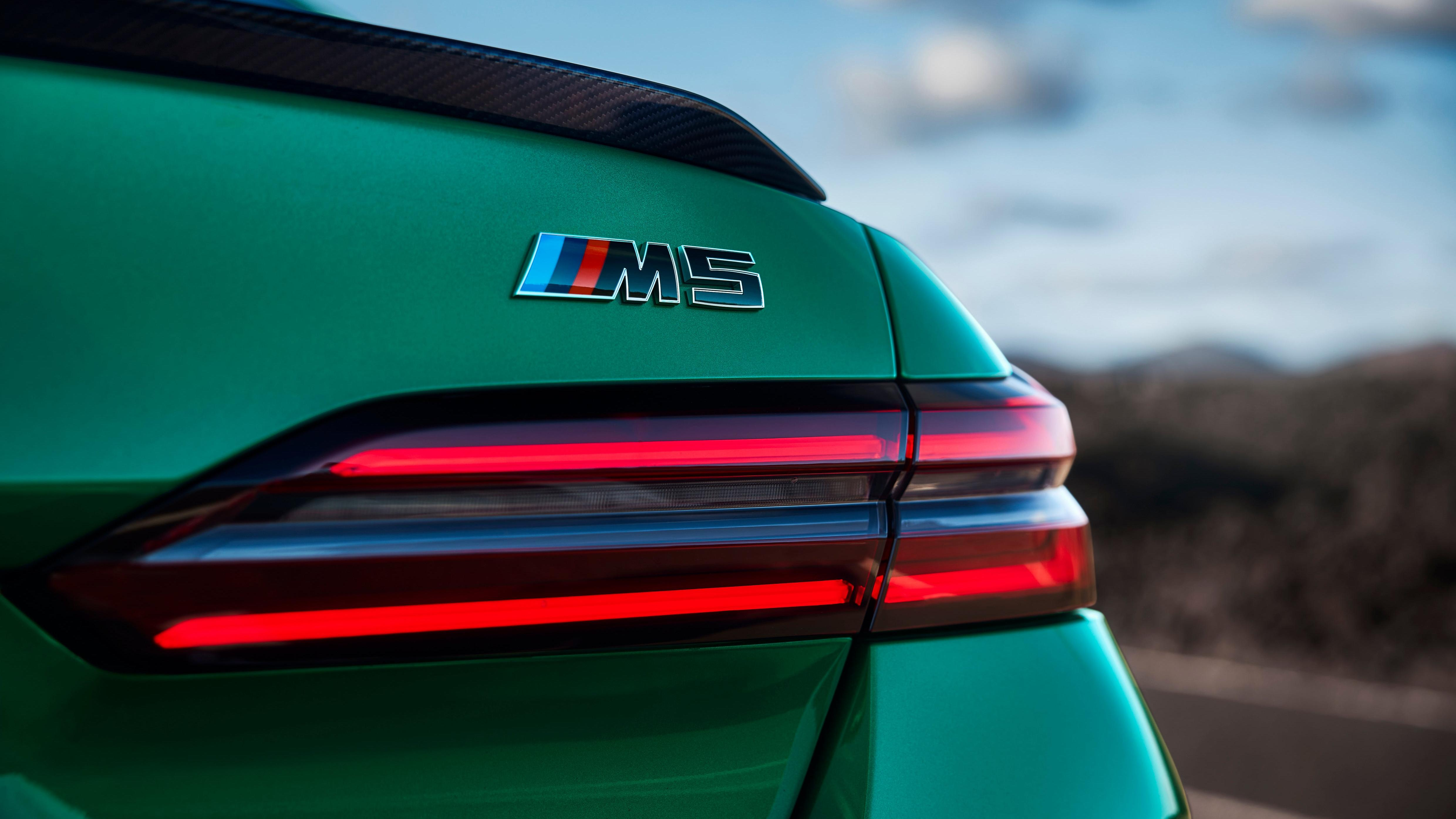 close-up of the M5 badge