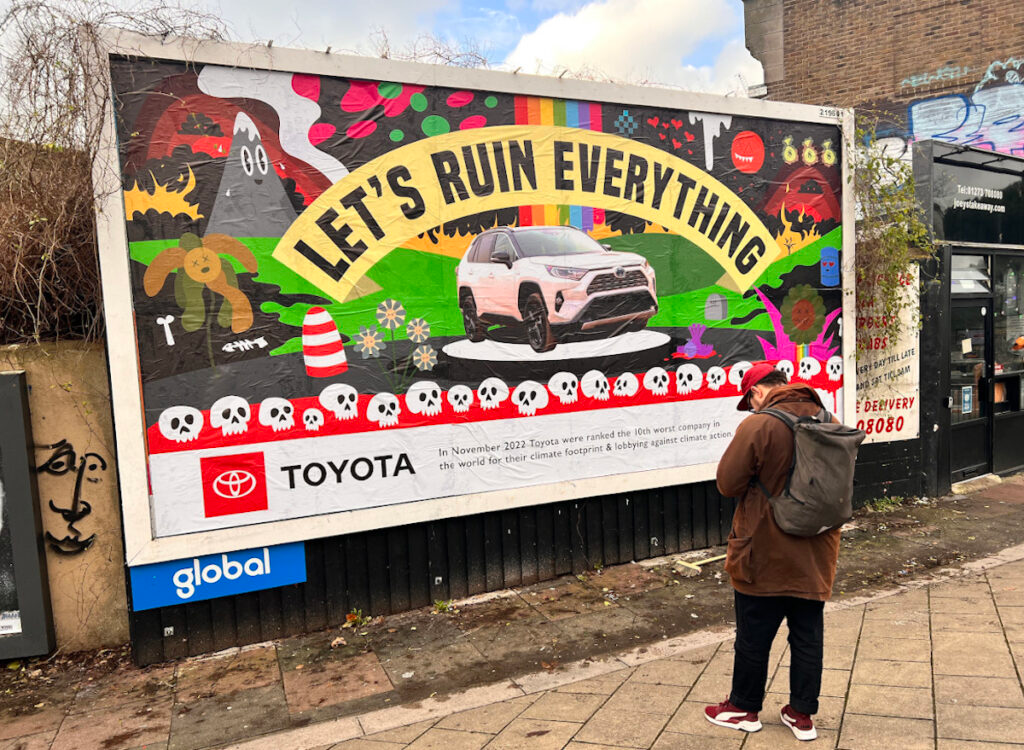 A Toyota parody ad designed by Matt White posted in Brighton, U.K.