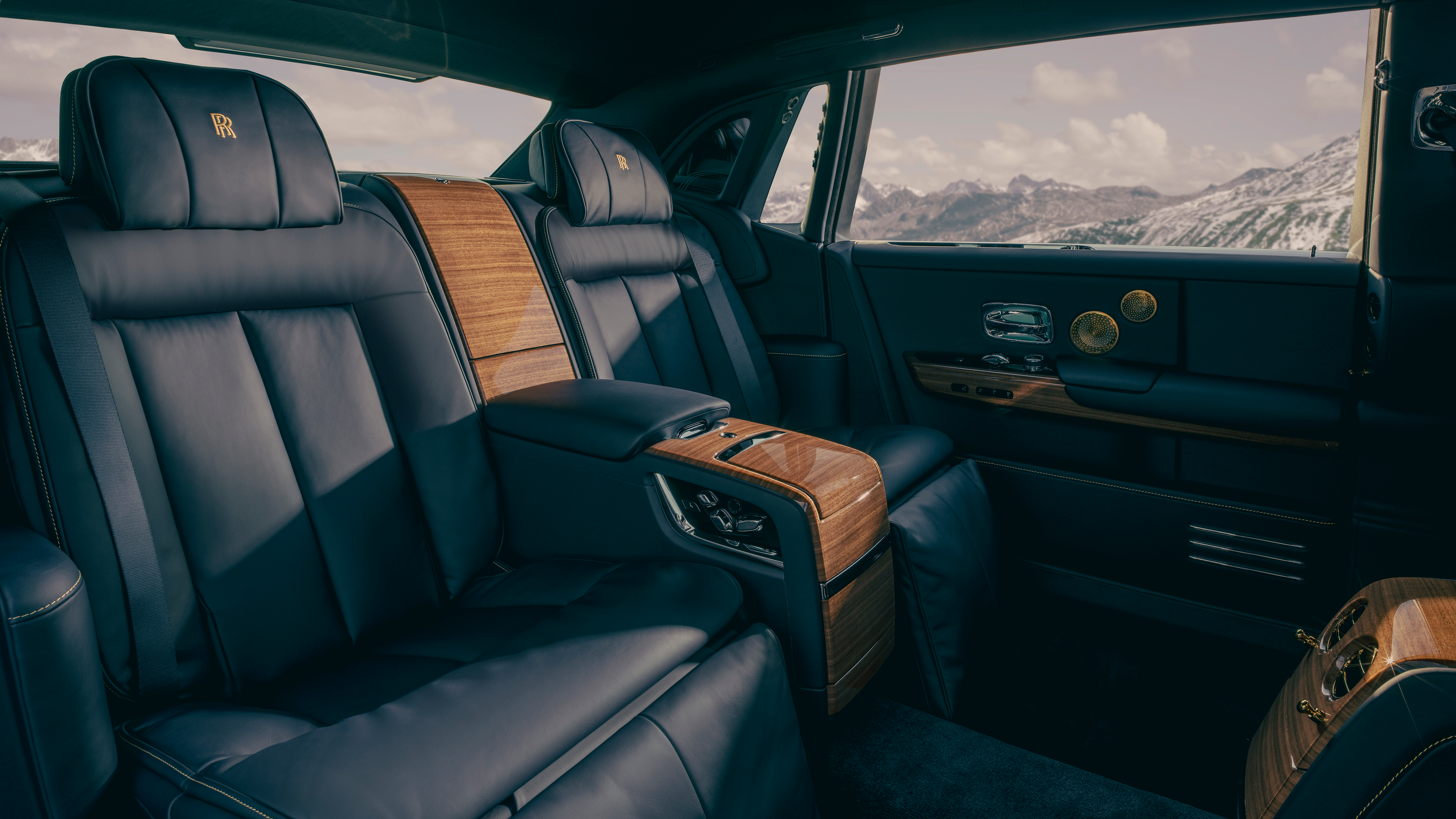 Rear seat of the Rolls-Royce Goldfinger one-off