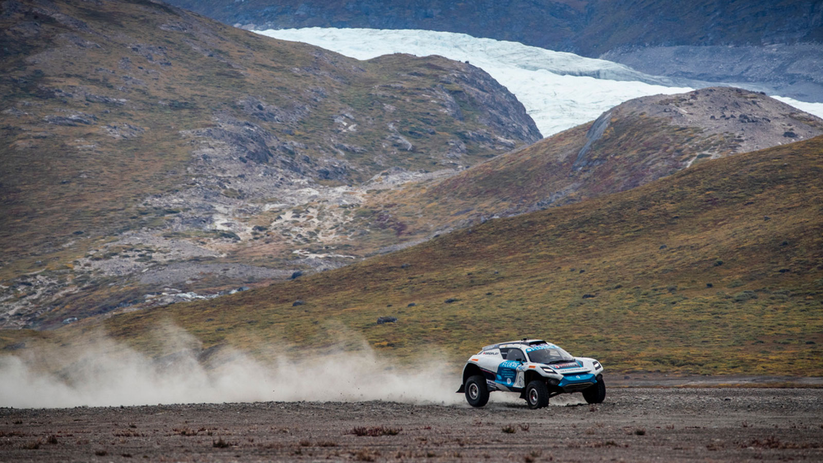 A photo of the Odyssey 21 off-roader driving in Greenland. 