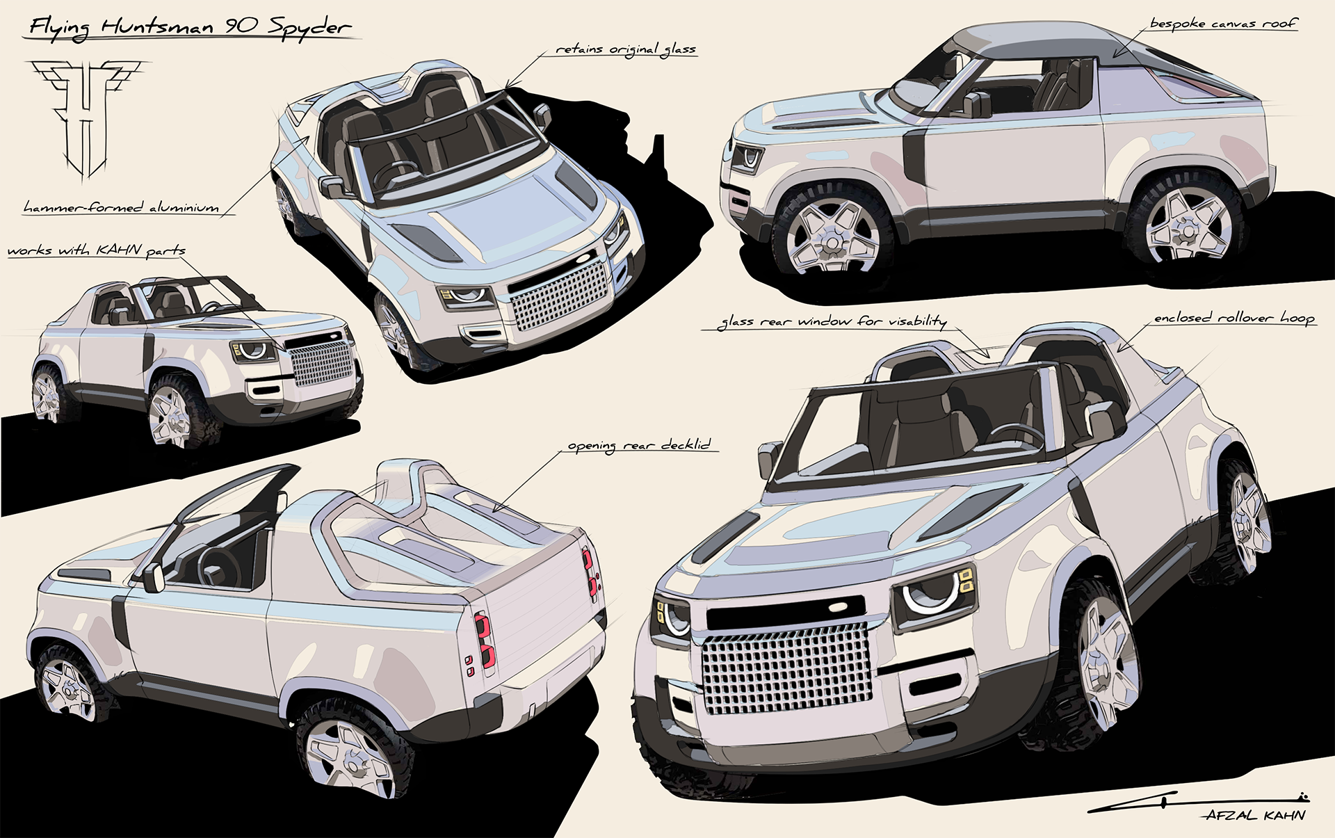 Flying Huntsman Spyder 90 design sketches