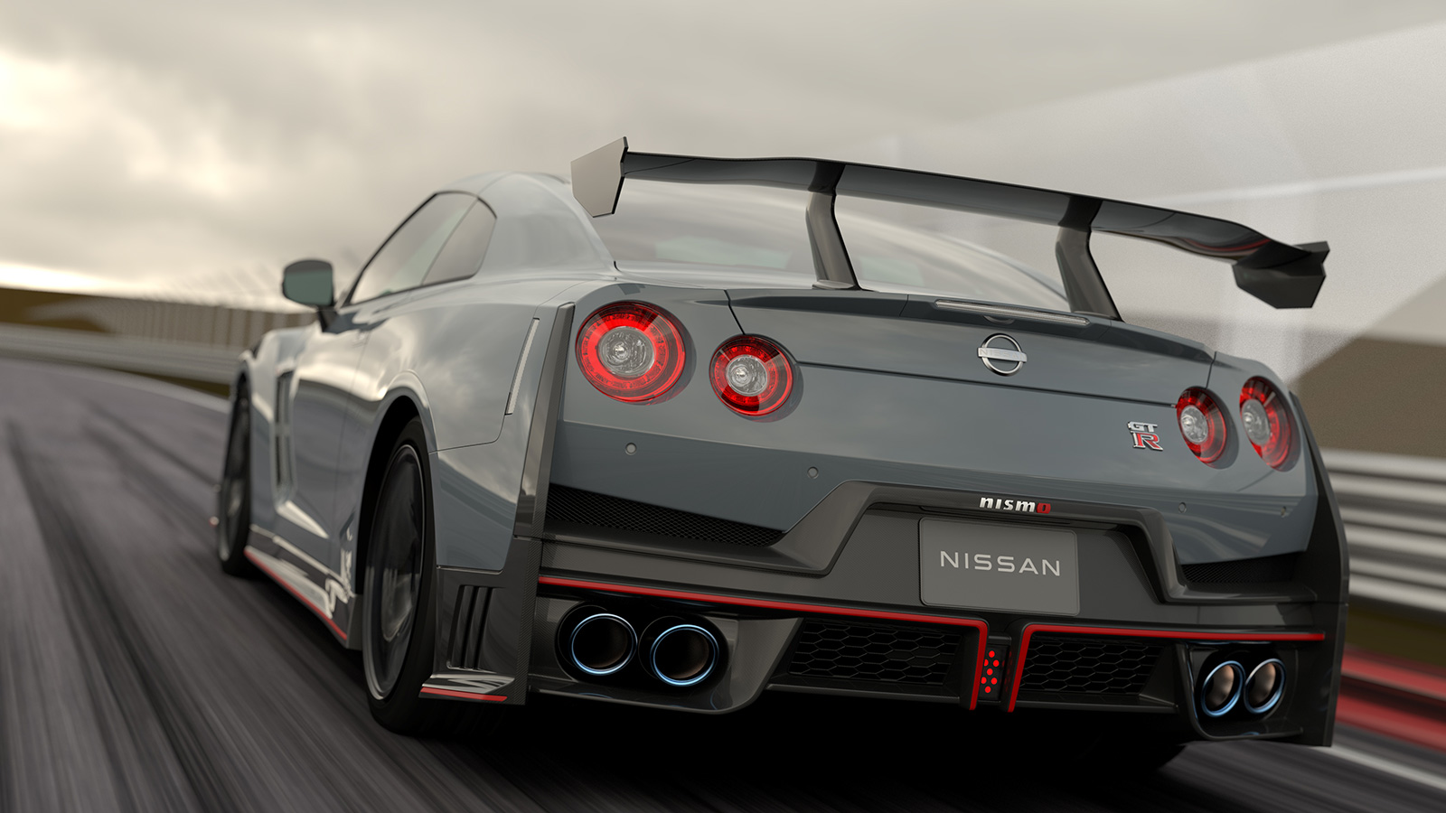 Rear view of 2024 Nissan GT-R Nismo Special Edition on a track.