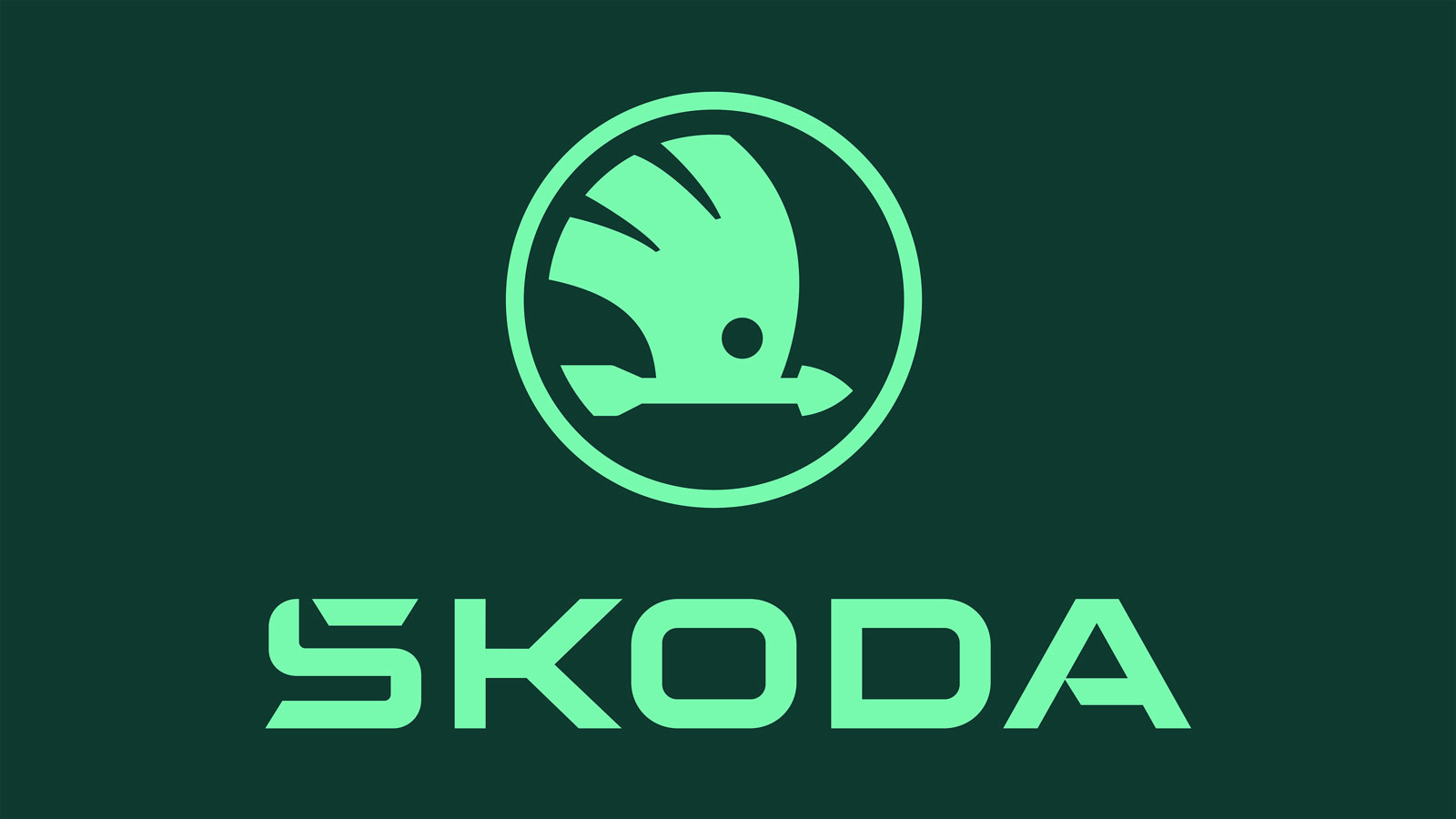 A green render of the new Skoda logo