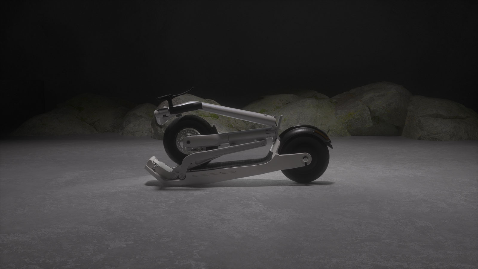 An image showing the Series 1 scooter folded up.