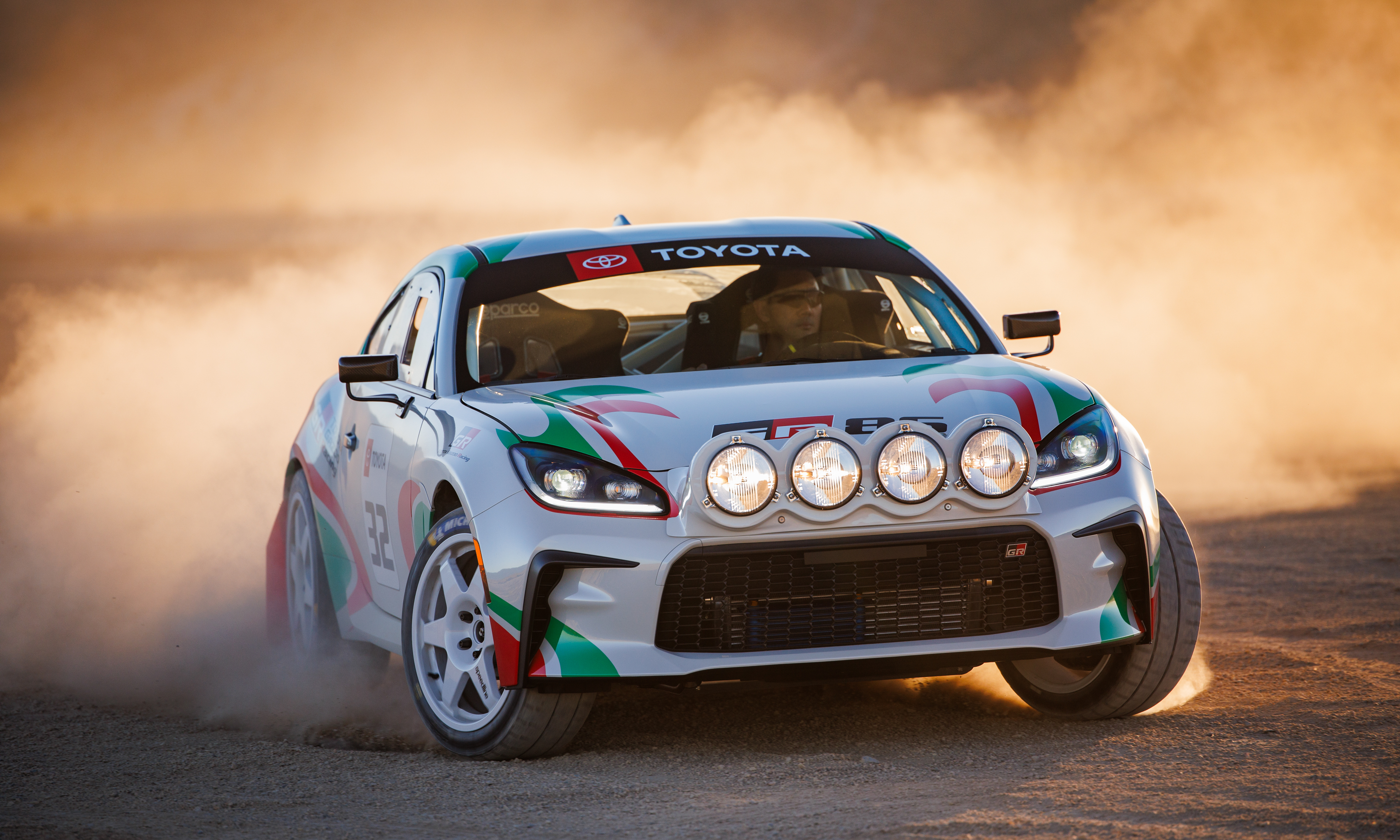 Front 3/4 view of the Toyota GR86 Rally Legacy concept