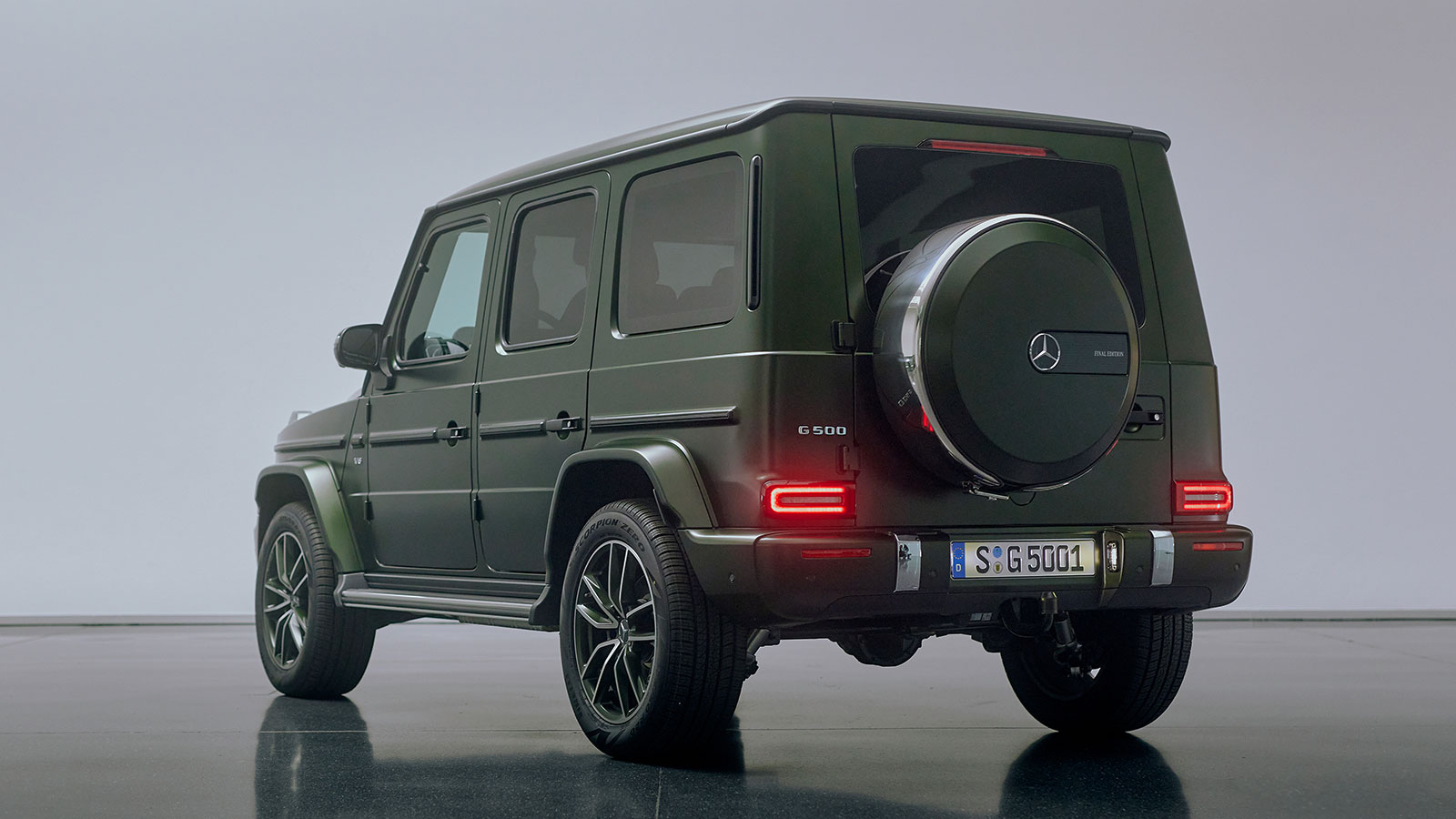 A photo of the rear quarter of the Final Edition G Wagen. 