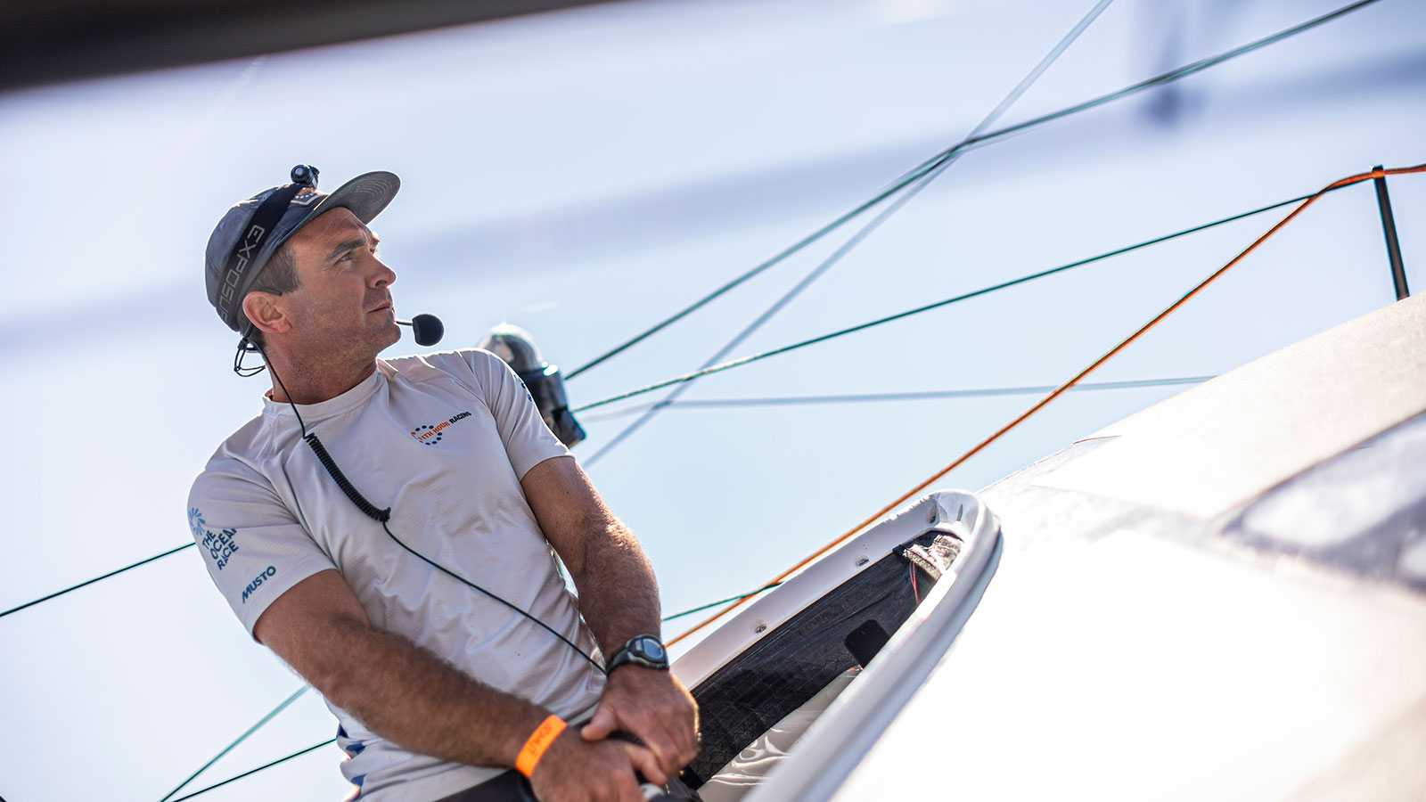 A photo of Charlie Enright on board the 11th Hour Racing ship