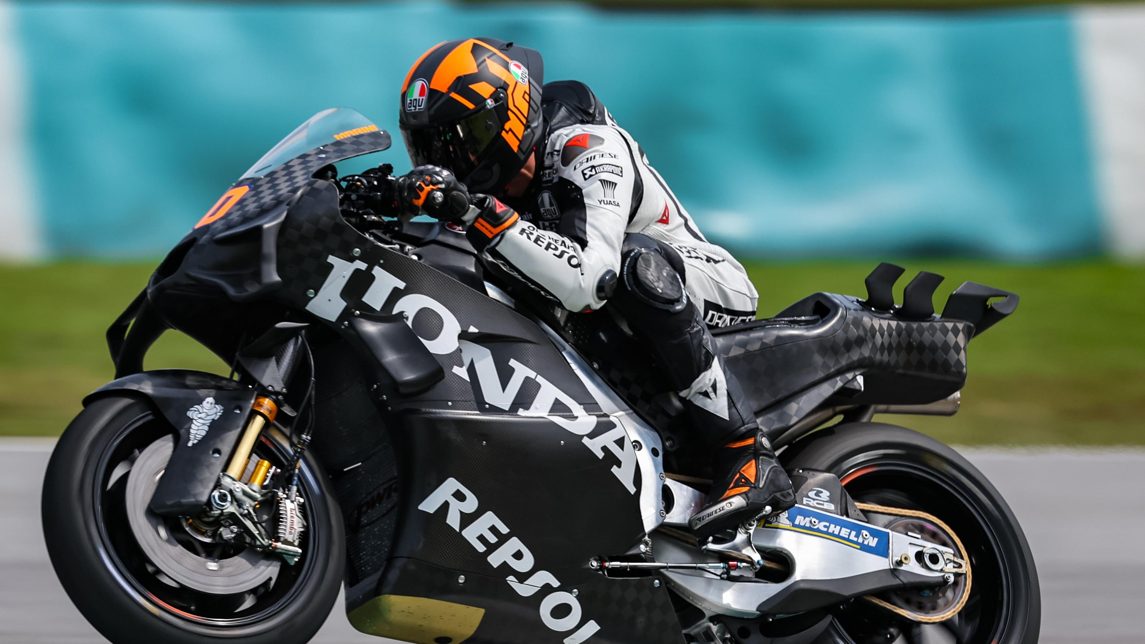 Luca Marini of Repsol Honda Team in action during day one of MotoGP Sepang Test held at Petronas Sepang International Circuit in Sepang, Malaysia on February 06, 2024.