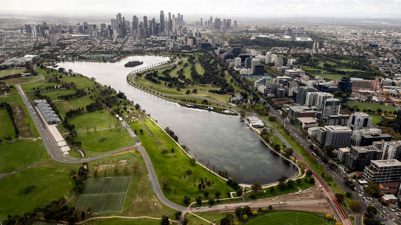 A photo of the construction work at the Australian Grand Prix track. 