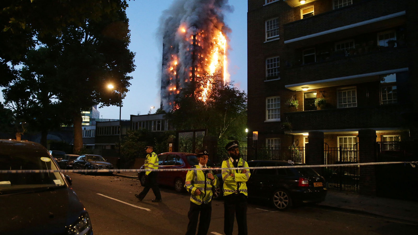 A tower block in London on fire 