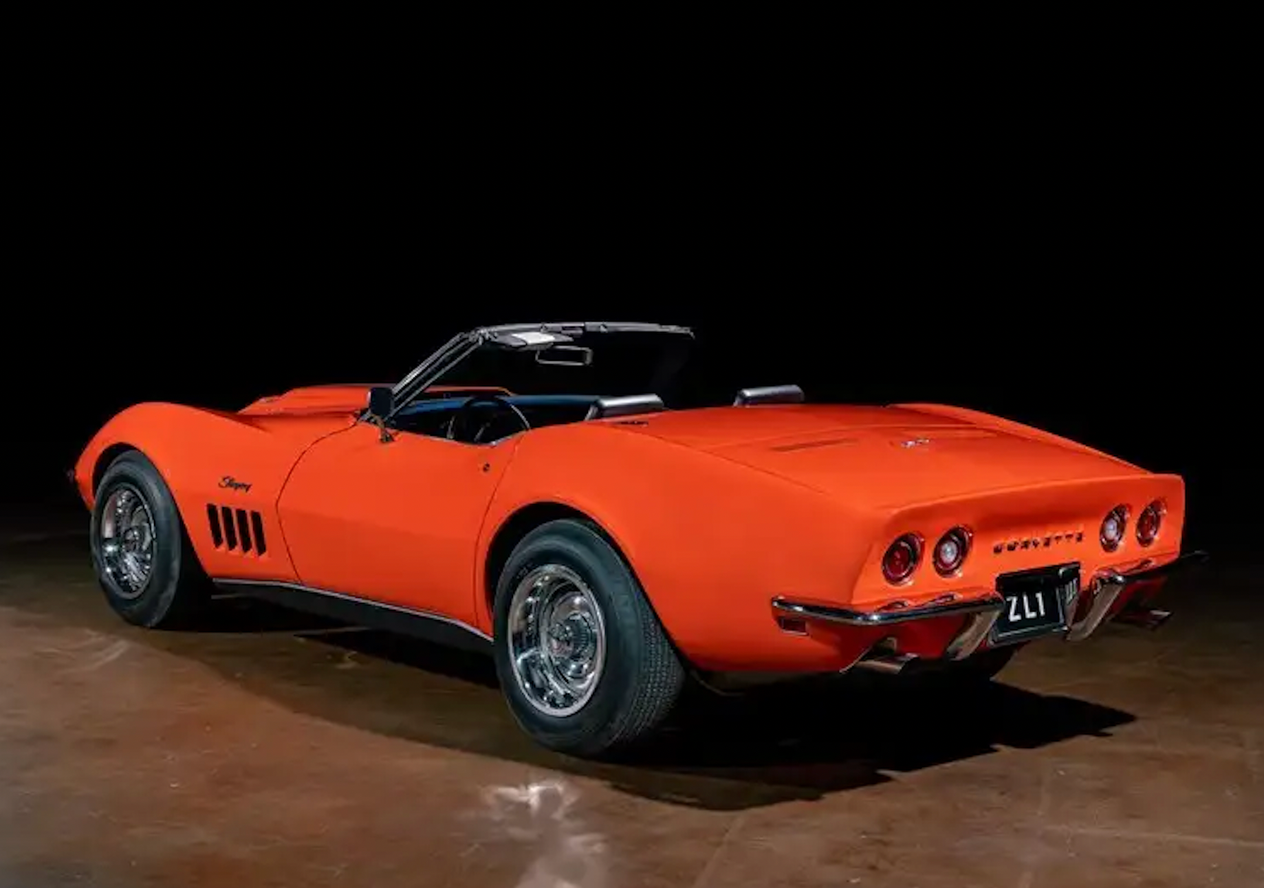 An orange 1969 Chevrolet Corvette Stingray ZL-1 Convertible.