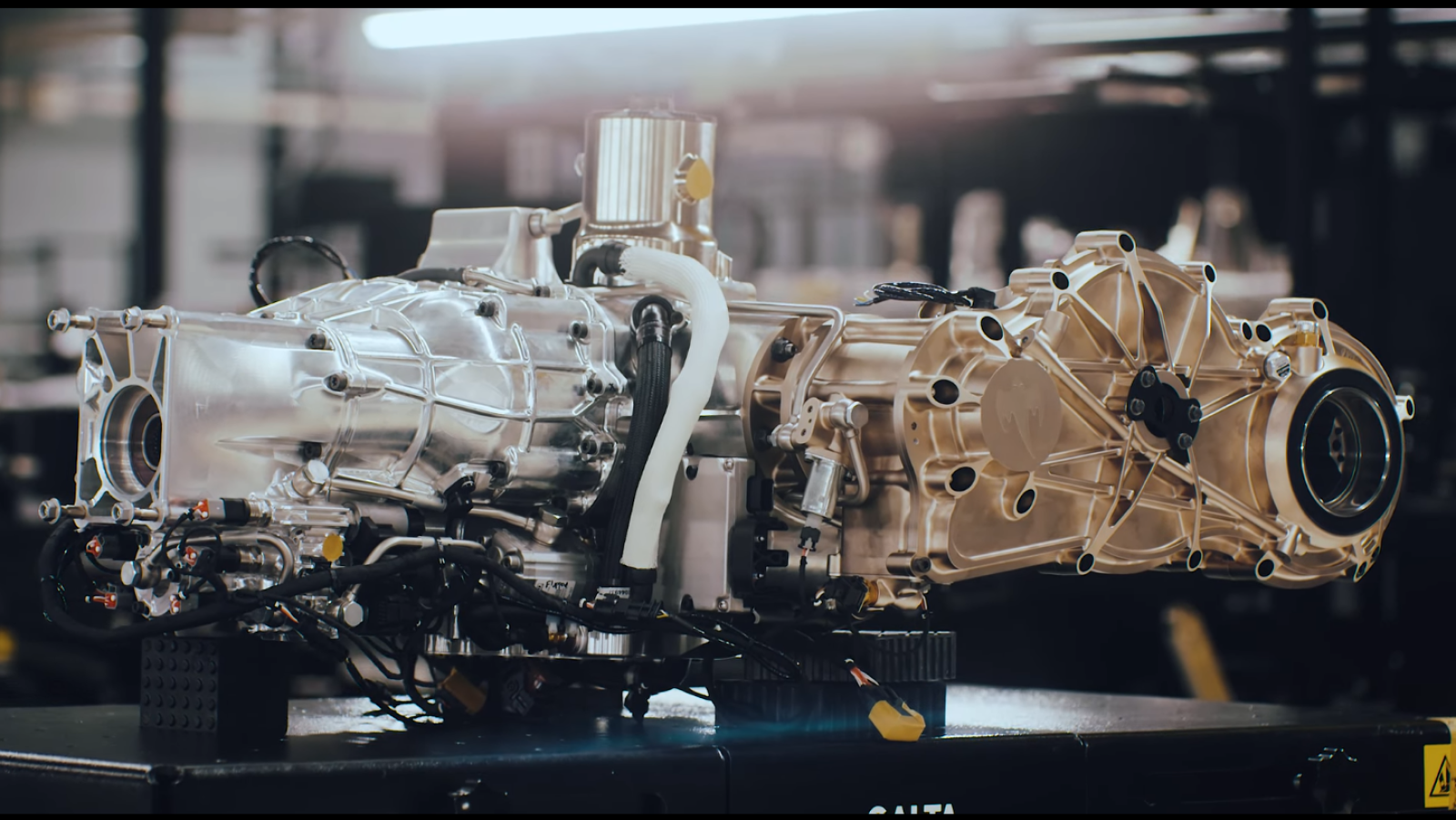 A photo of the gearbox in a Koenigsegg Gemera supercar. 