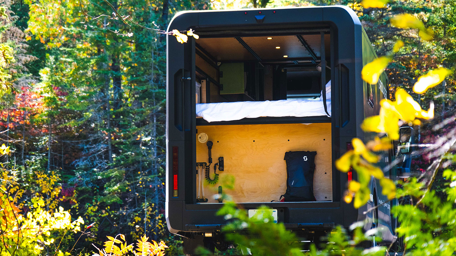 A photo of the rear storage space in the G2 camper. 