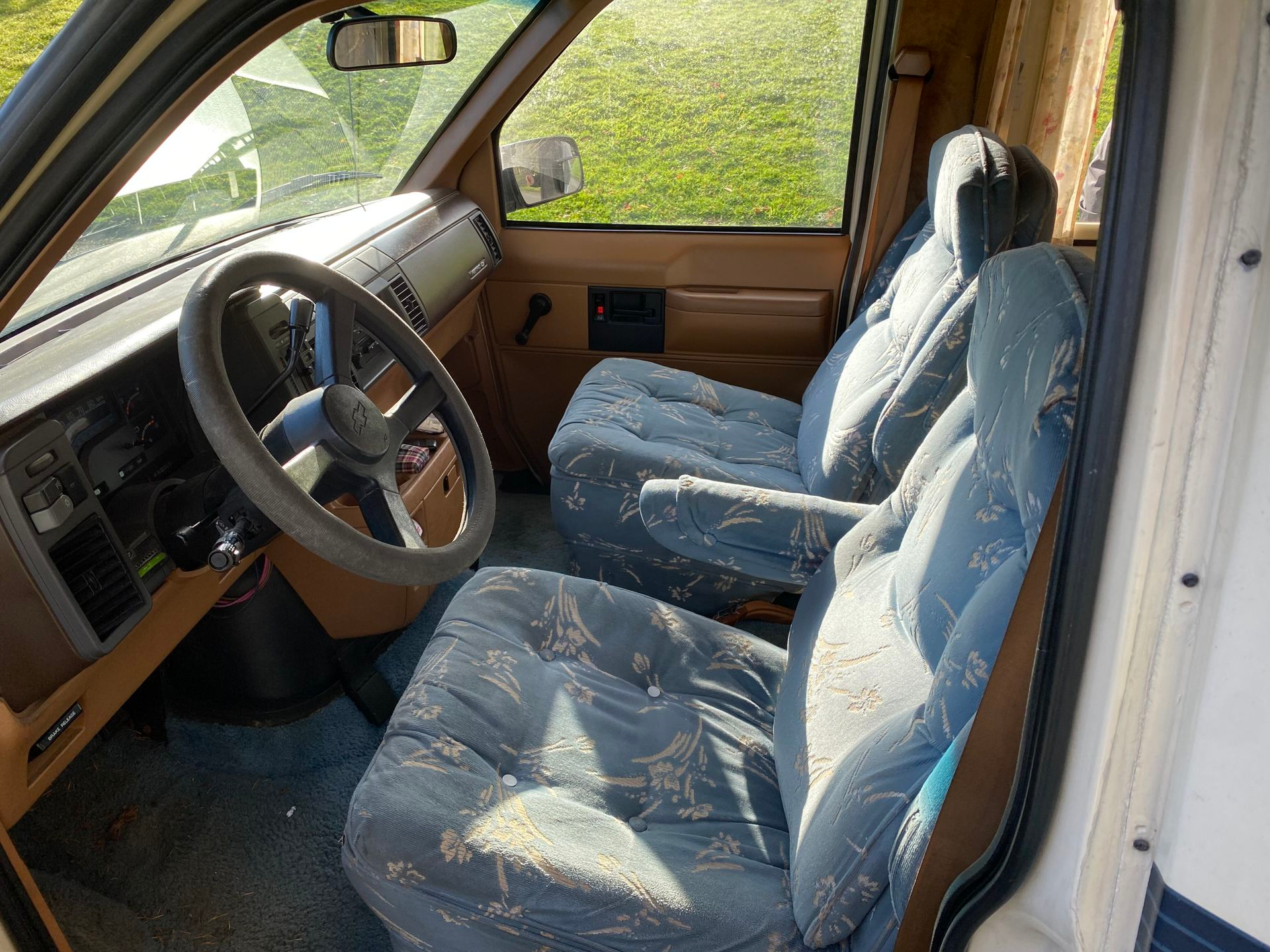 The front seats of the astro van