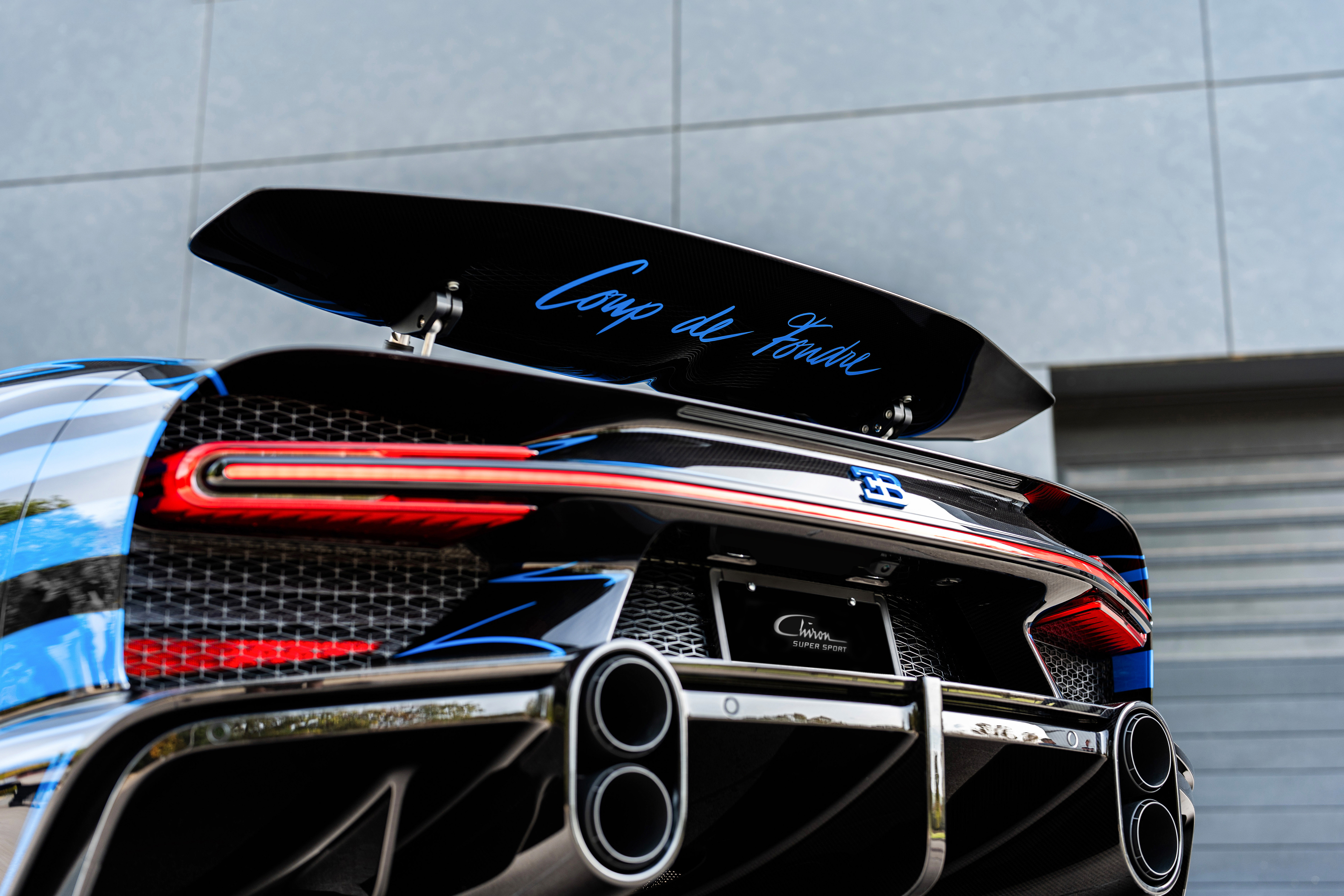 Detail view of the underside of a Bugatti Chiron Super Sport wing