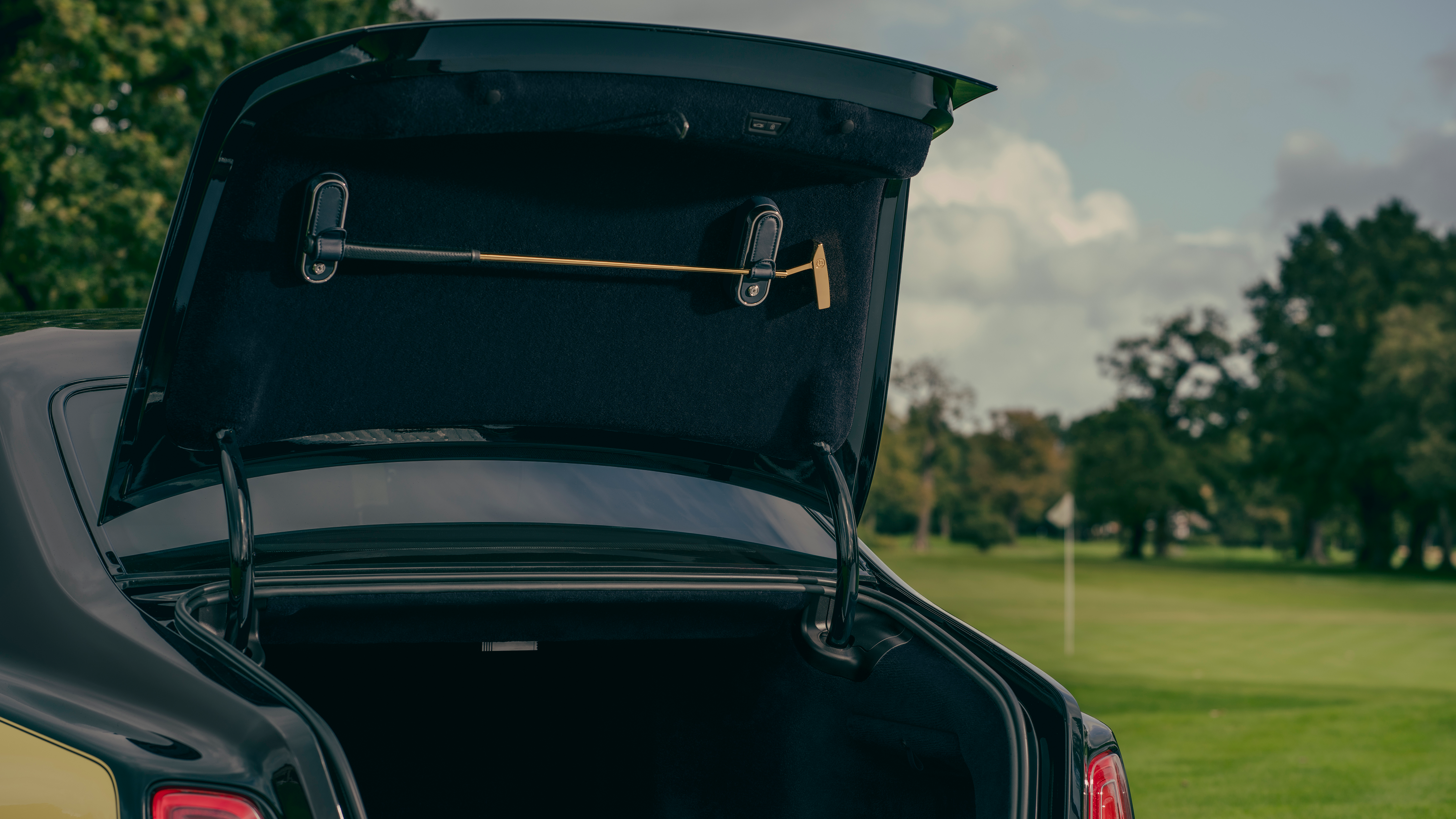 Open trunk of the Rolls-Royce Goldfinger one-off