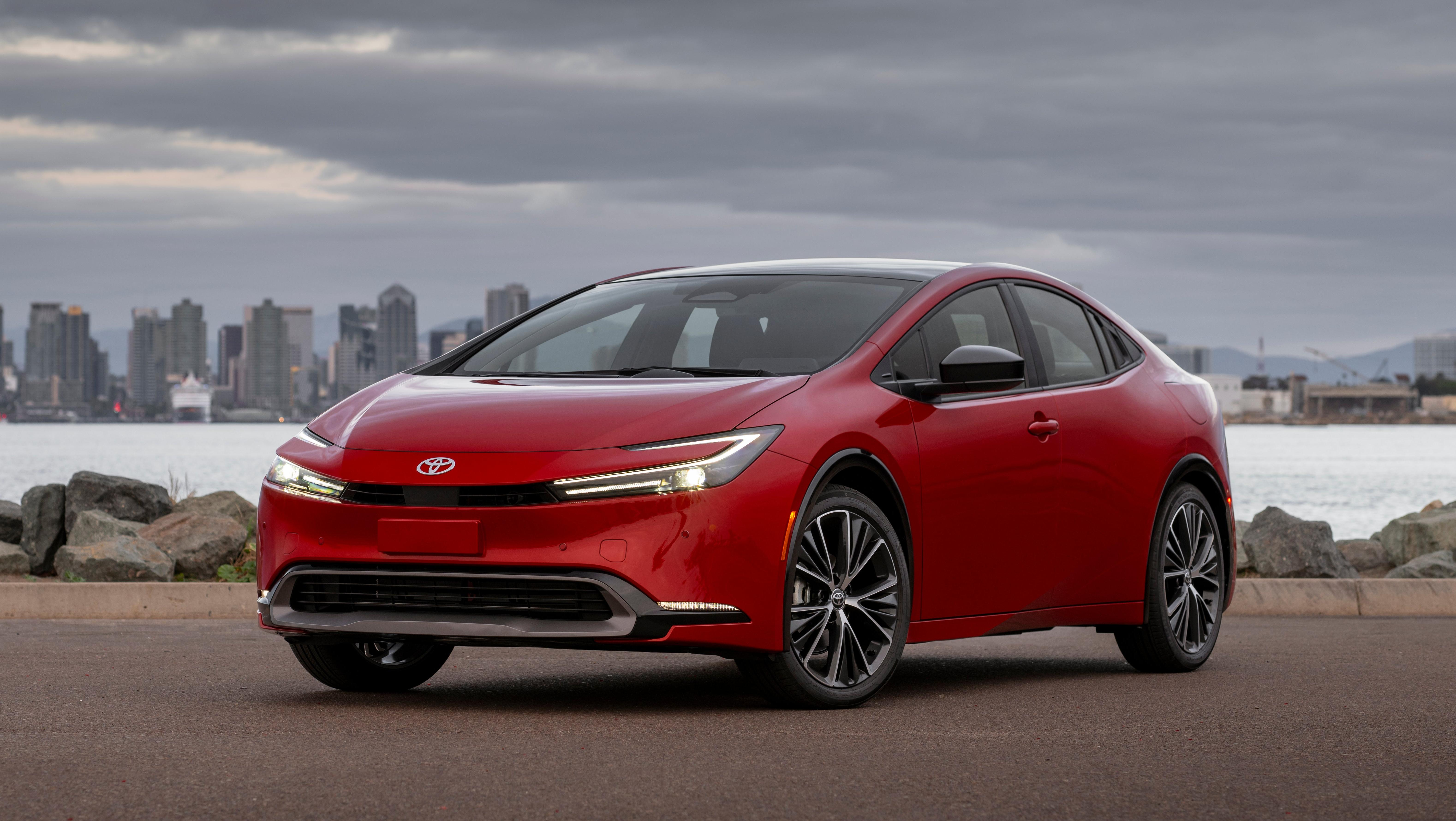 A red 2023 Toyota Prius.