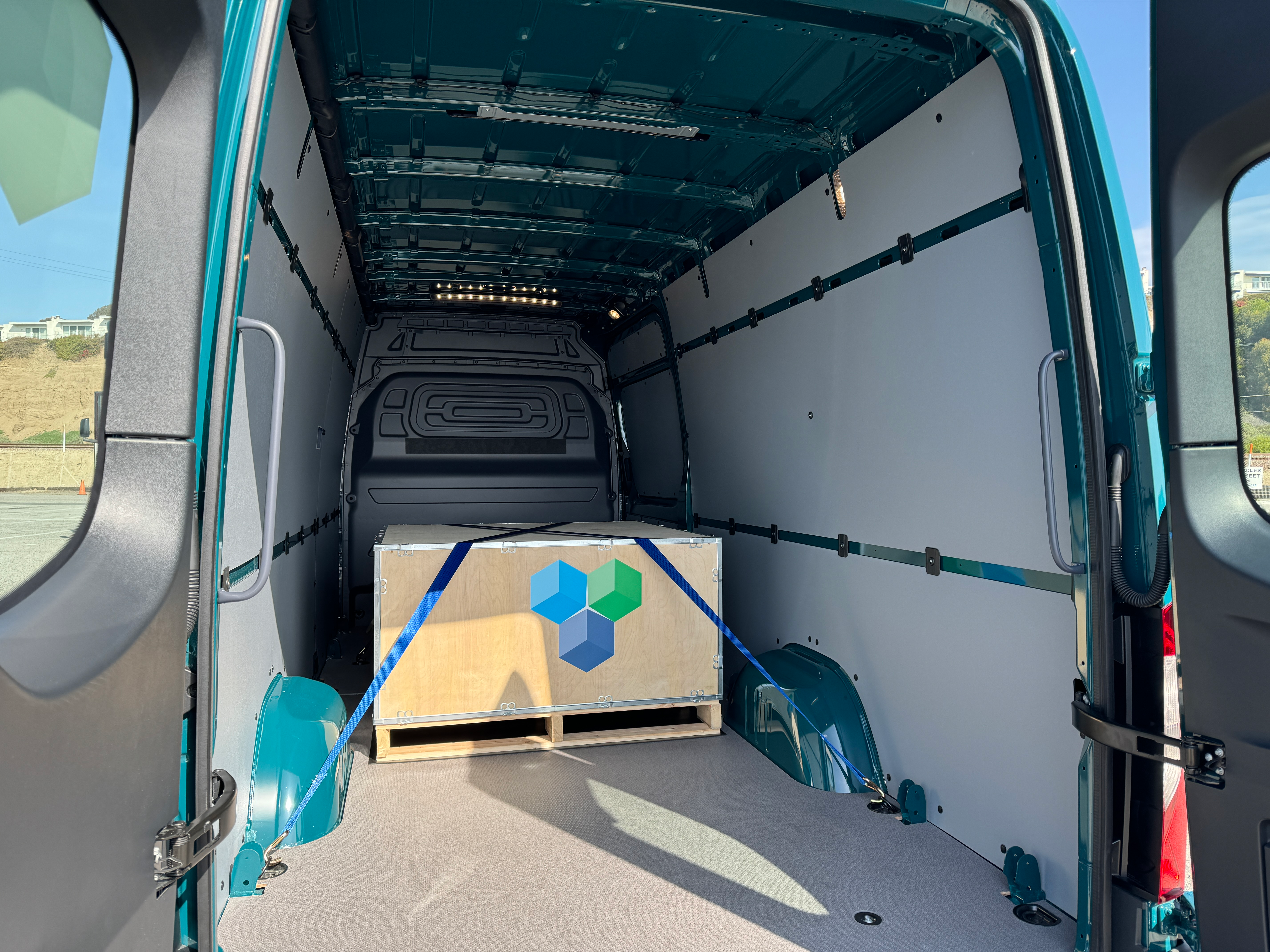 Cargo area of a 2024 Mercedes-Benz eSprinter