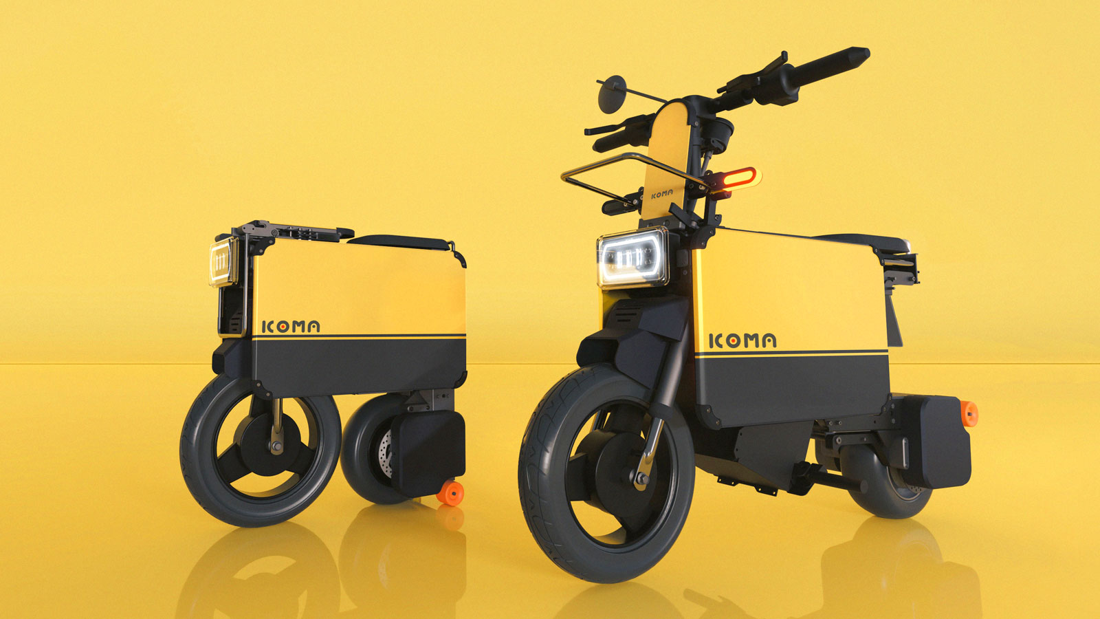 A render of the Icoma folding bike in both stages. 