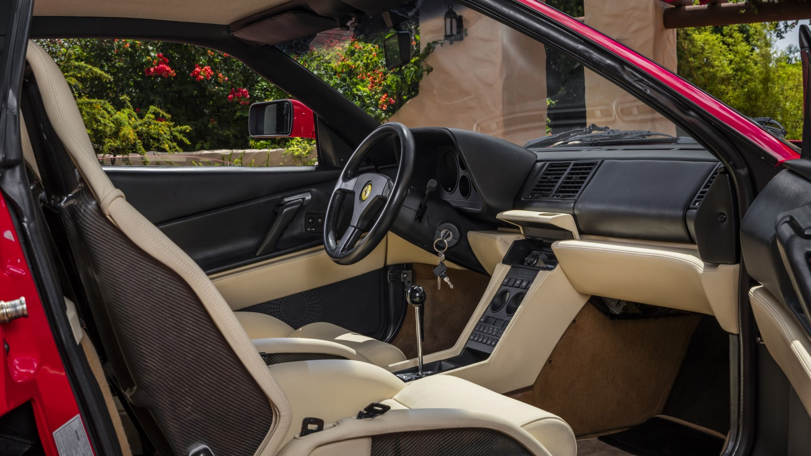 A photo of the interior of one Ferrari supercar. 