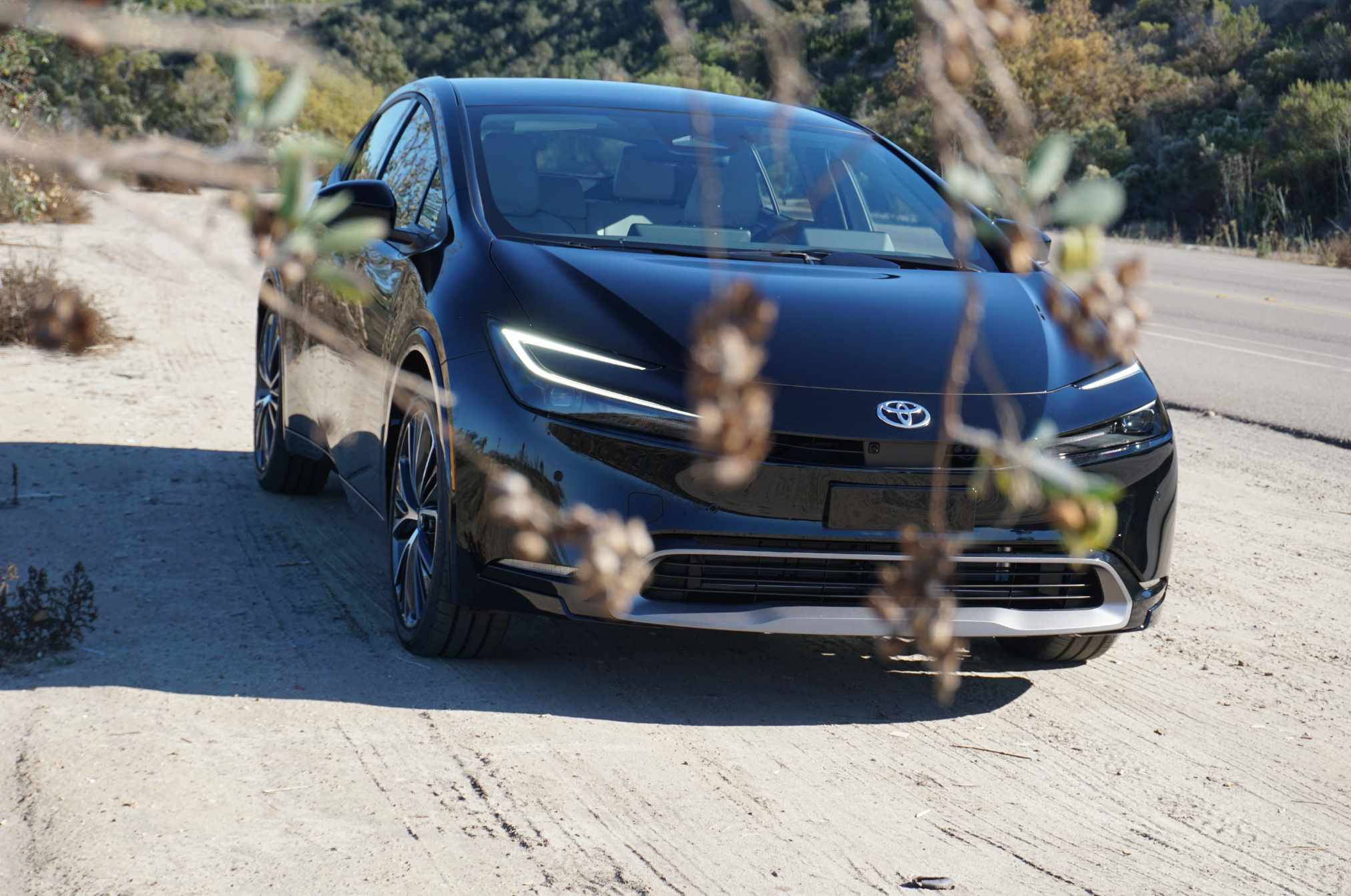 A black 2023 Toyota Prius.