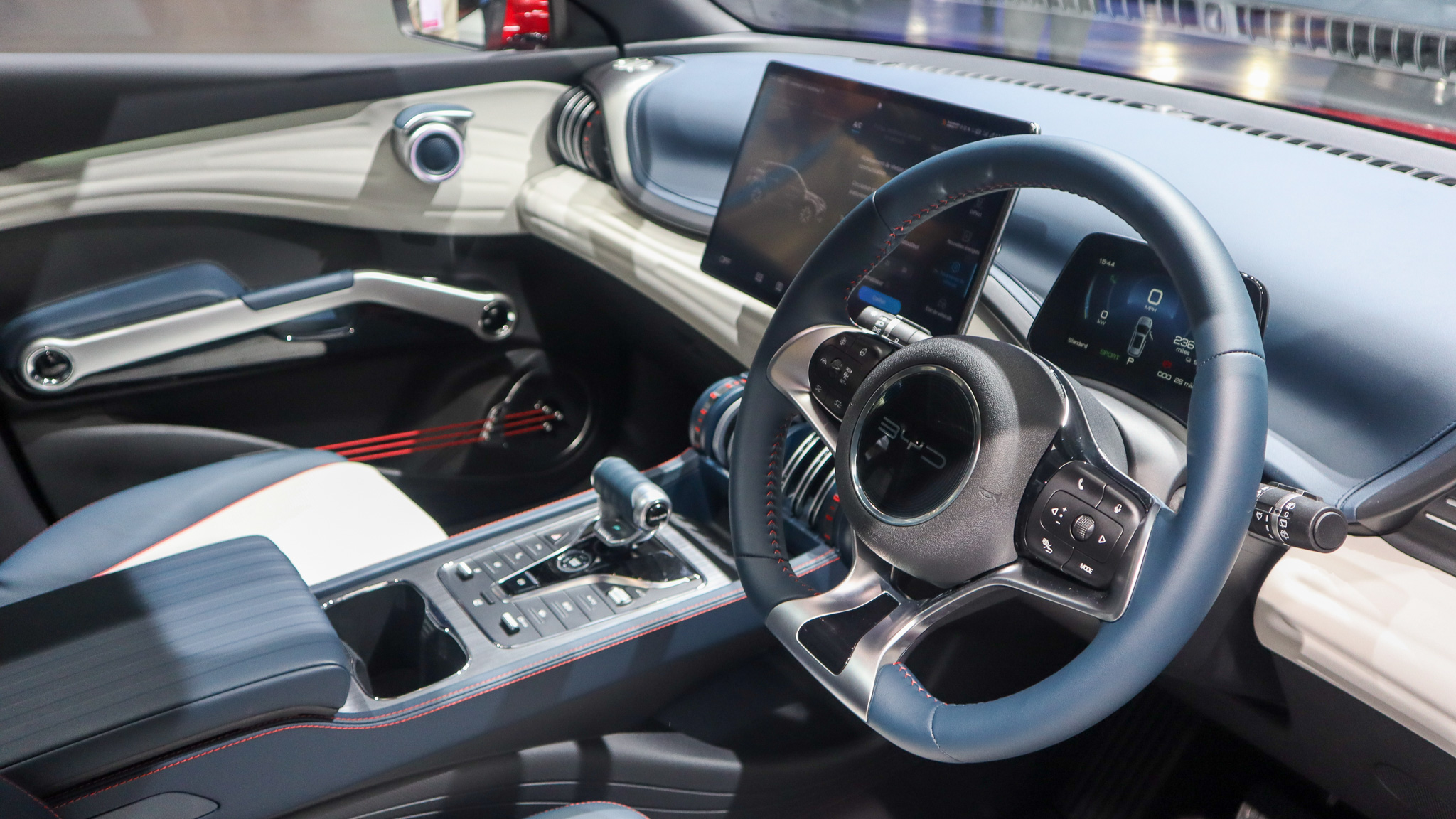 The BYD SEAL sedan on display at the 2022 Paris Motor Show