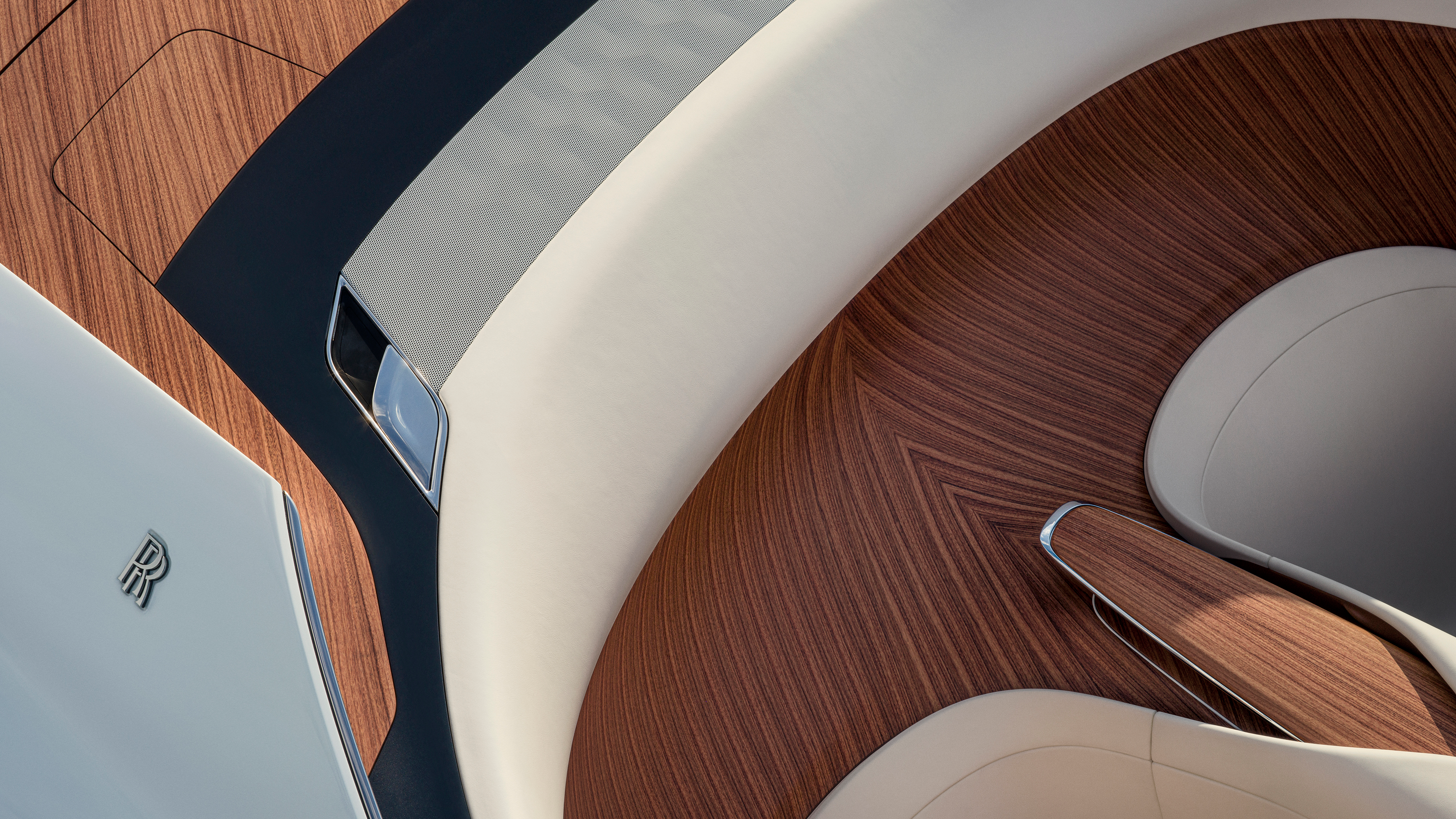 Interior wood trim of a Rolls-Royce Droptail